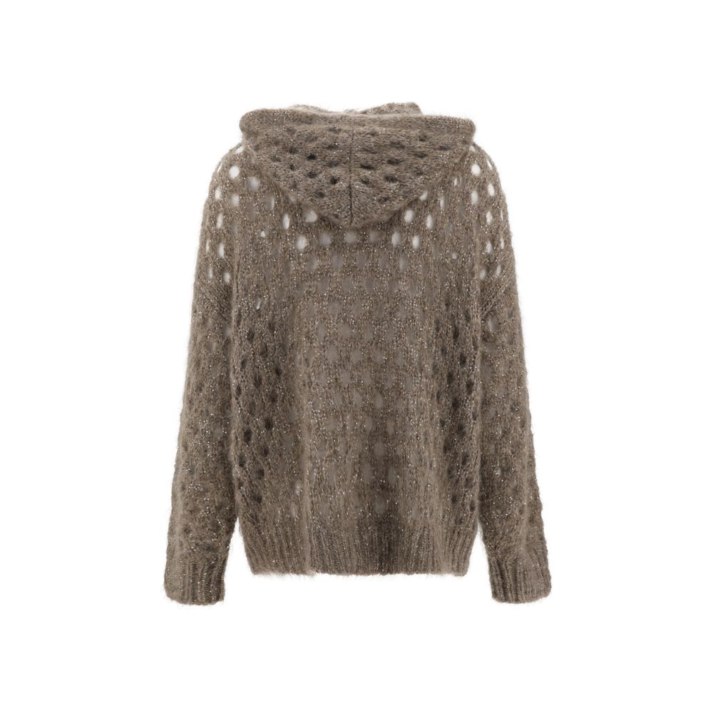 Brunello Cucinelli Perforierte Strickjacke aus Wolle