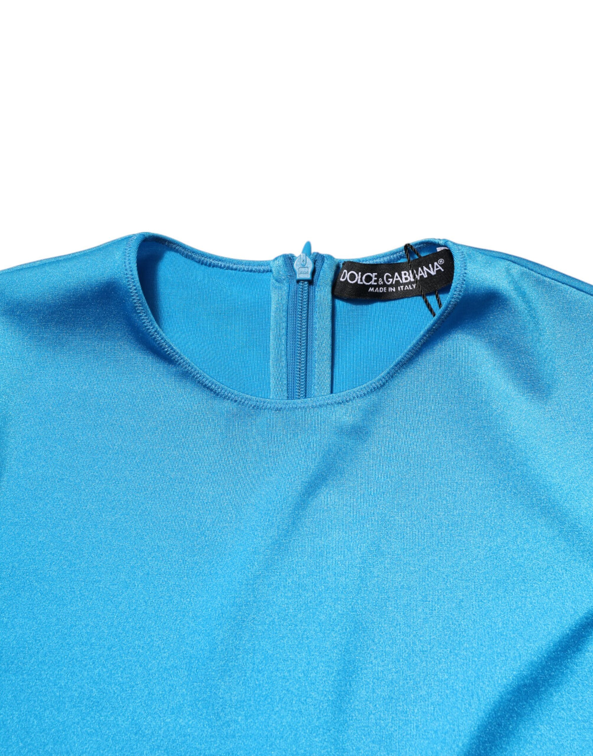 Dolce & Gabbana Blauwe Nauwsluitende Jumpsuitjurk met Ronde Hals van Nylon