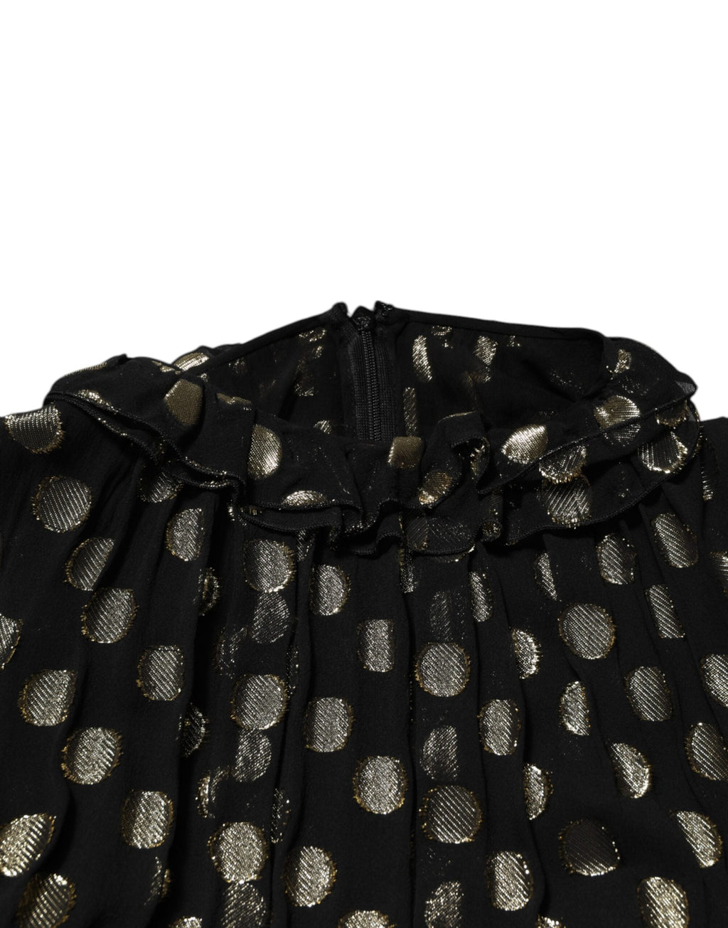 Dolce & Gabbana Schwarz-Gold gepunktetes Minikleid aus Seidenbrokat