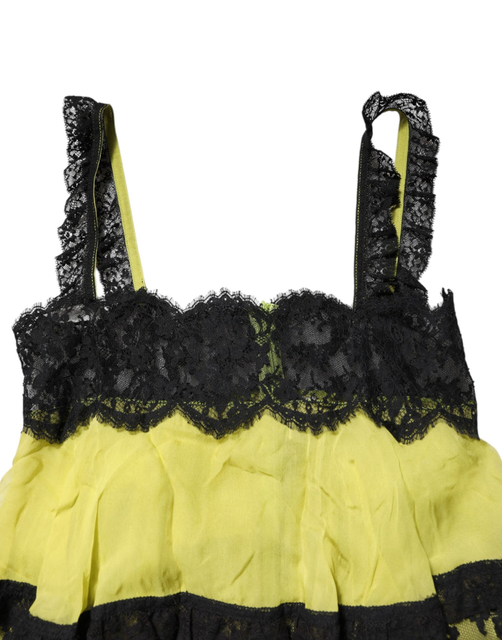 Dolce & Gabbana Gelb Schwarz Babydoll Chemise Dessous Kleid