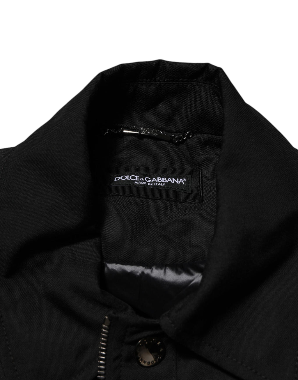 Dolce & Gabbana Schwarze Bomberjacke mit aufgesetzter Tasche und durchgehendem Reißverschluss