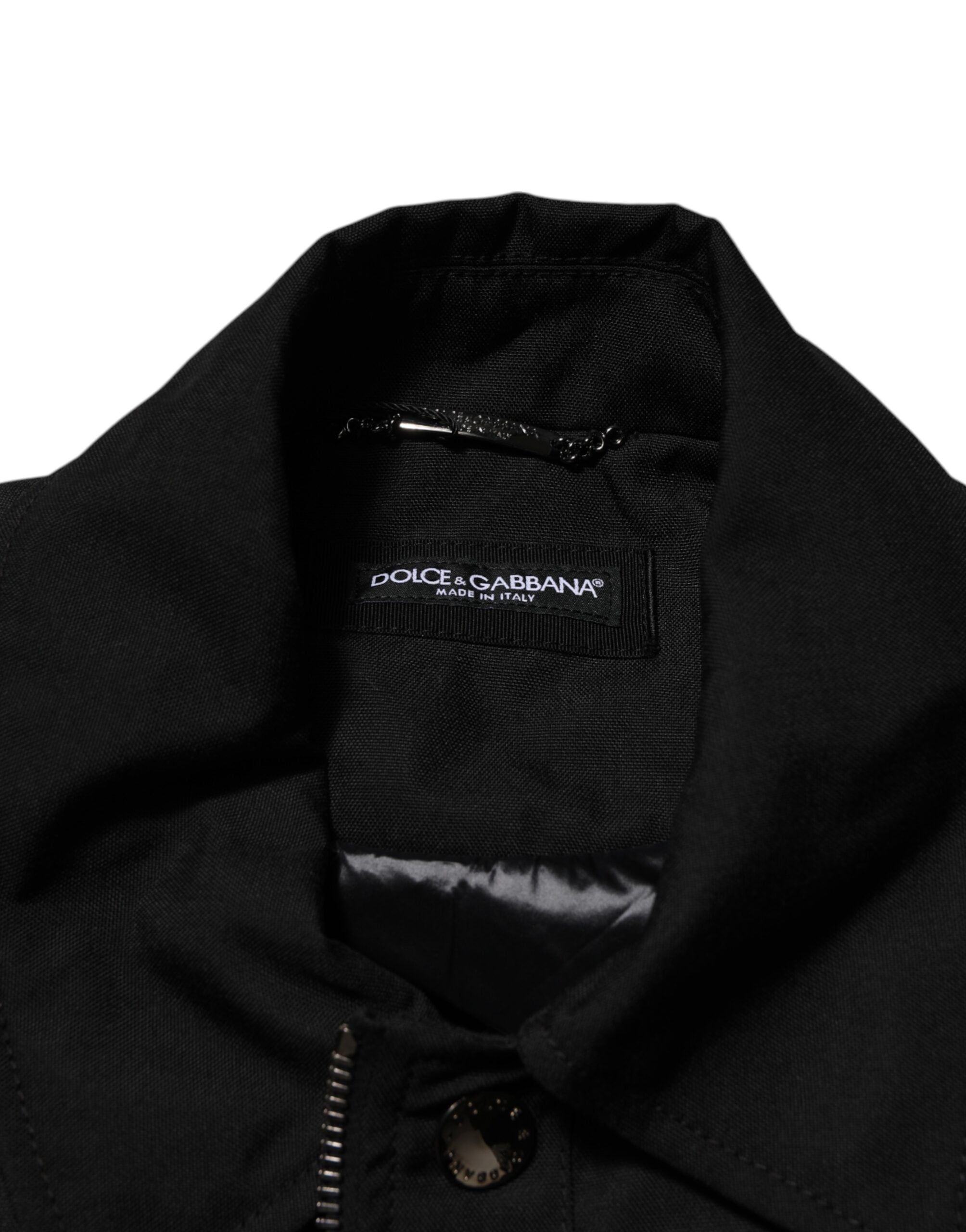 Dolce & Gabbana Schwarze Bomberjacke mit aufgesetzter Tasche und durchgehendem Reißverschluss