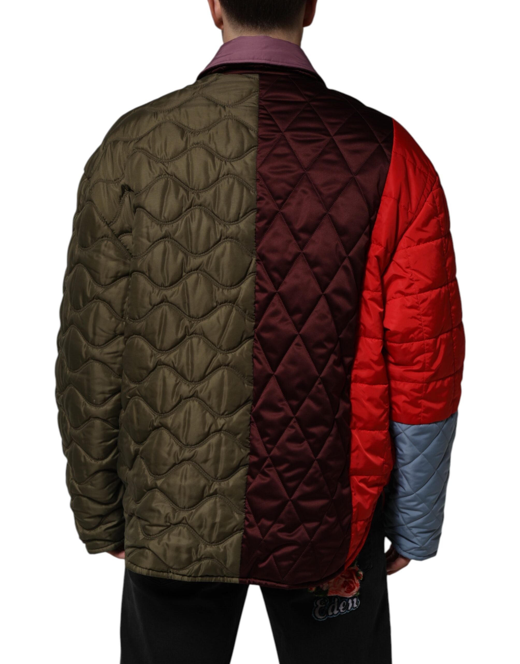 Dolce & Gabbana Mehrfarbige Patchwork-Jacke aus gestepptem Polyester