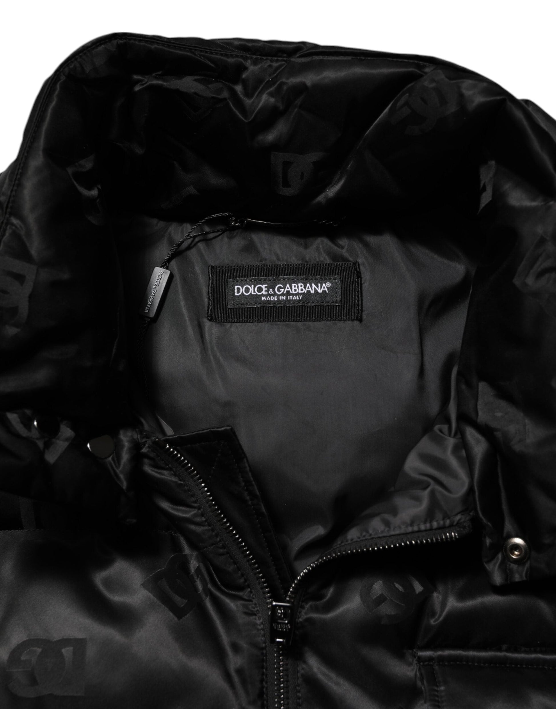 Dolce & Gabbana Schwarze gesteppte ärmellose Kapuzenweste Jacke