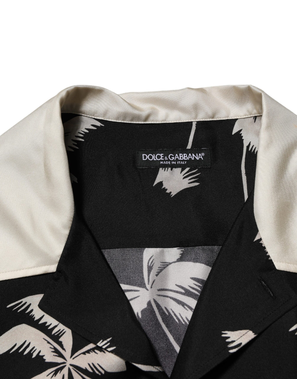 Dolce & Gabbana Schwarzes bedrucktes Seidenhemd mit kurzen Ärmeln Freizeithemd
