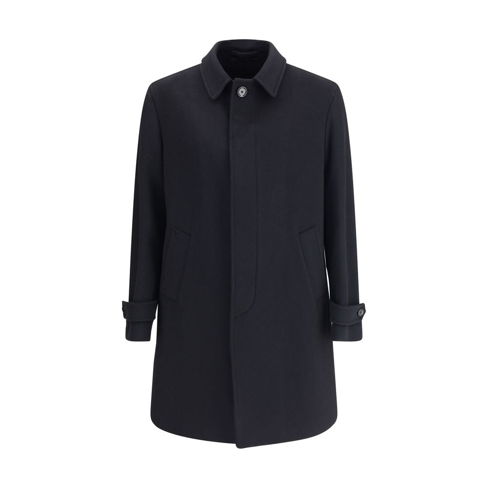 Lardini Schwarzer Trenchcoat aus Wollfleece
