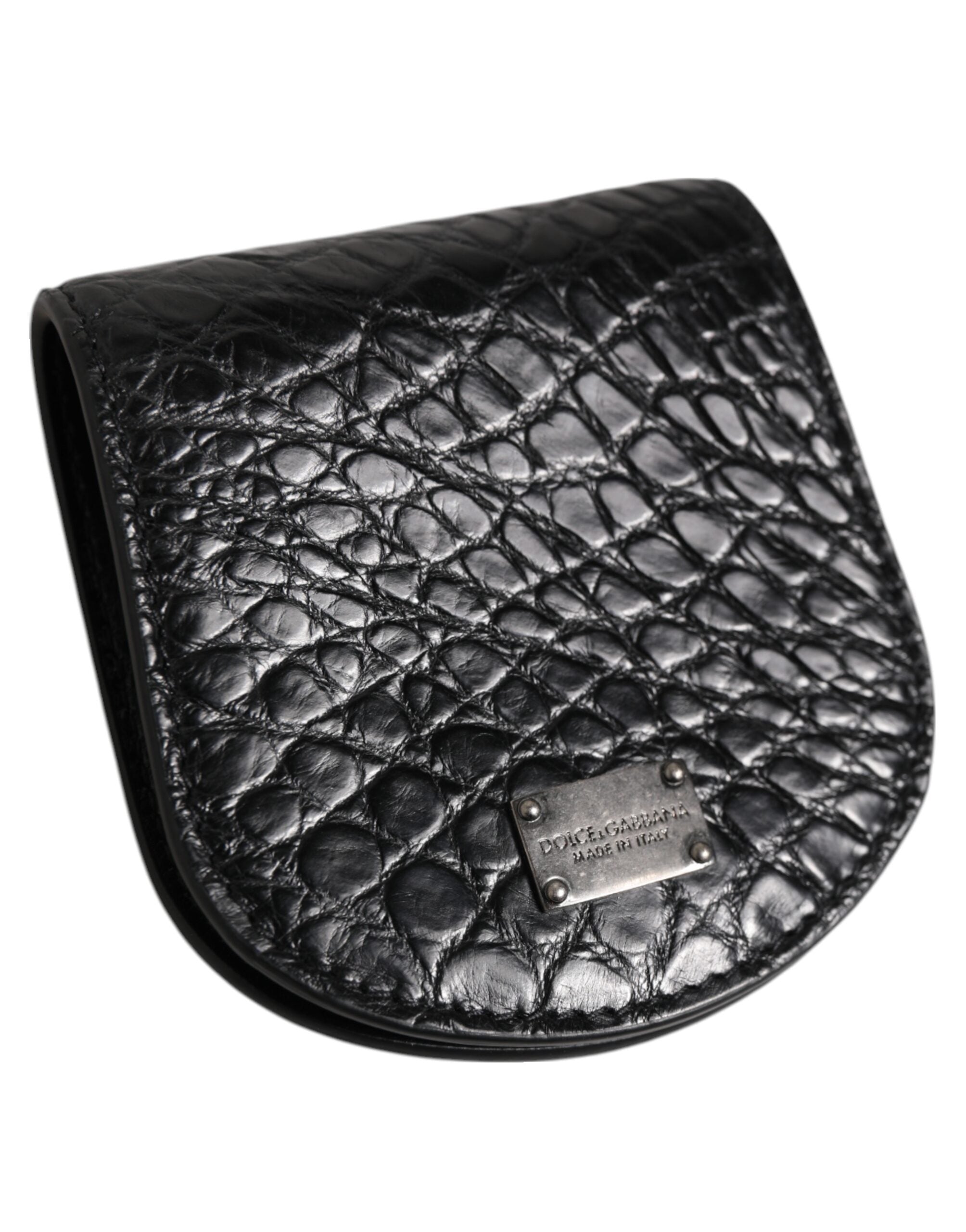 Dolce & Gabbana Schwarz Exotische Haut Münze Kondom Fall Halter Tasche Brieftasche