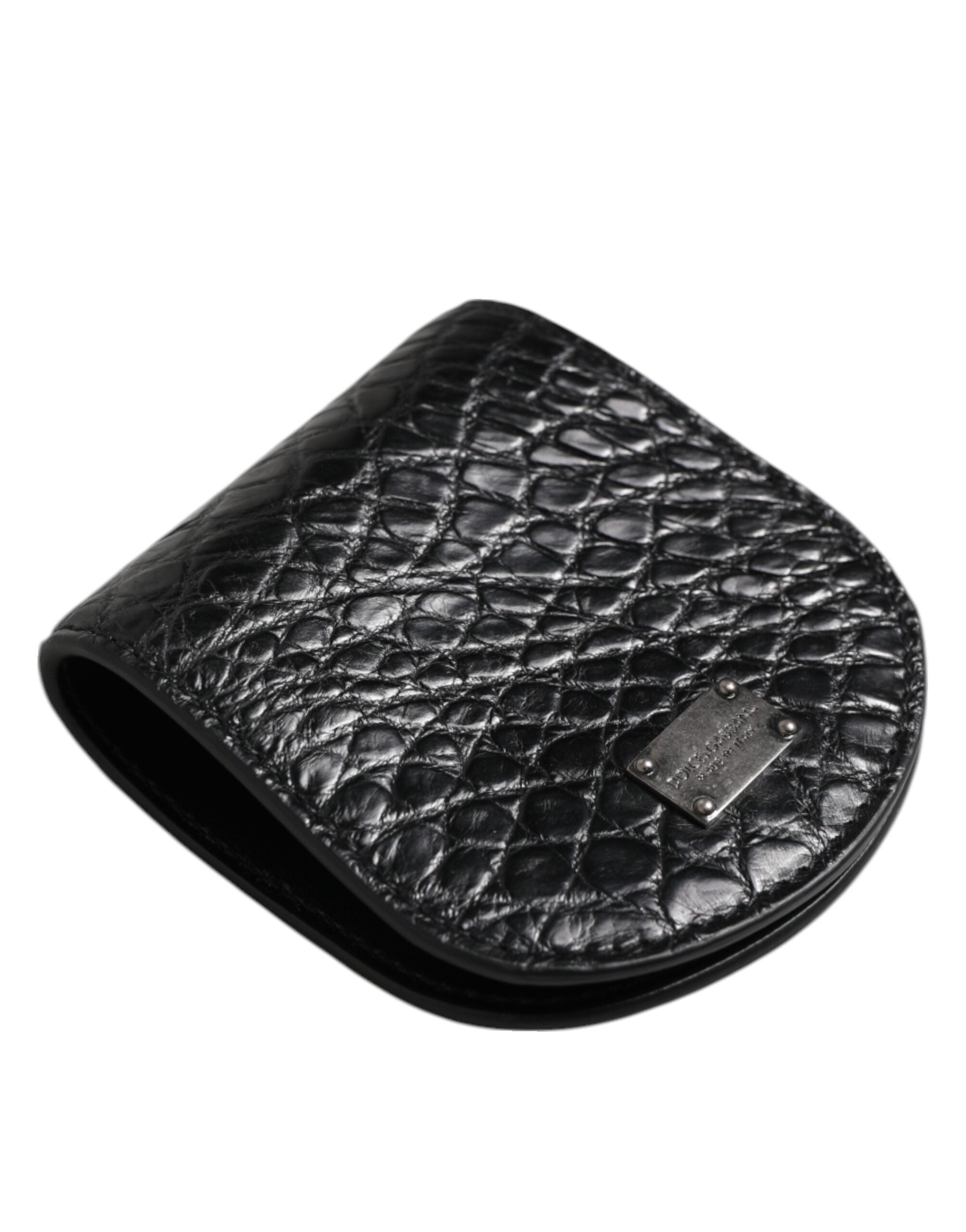 Dolce & Gabbana Schwarz Exotische Haut Münze Kondom Fall Halter Tasche Brieftasche