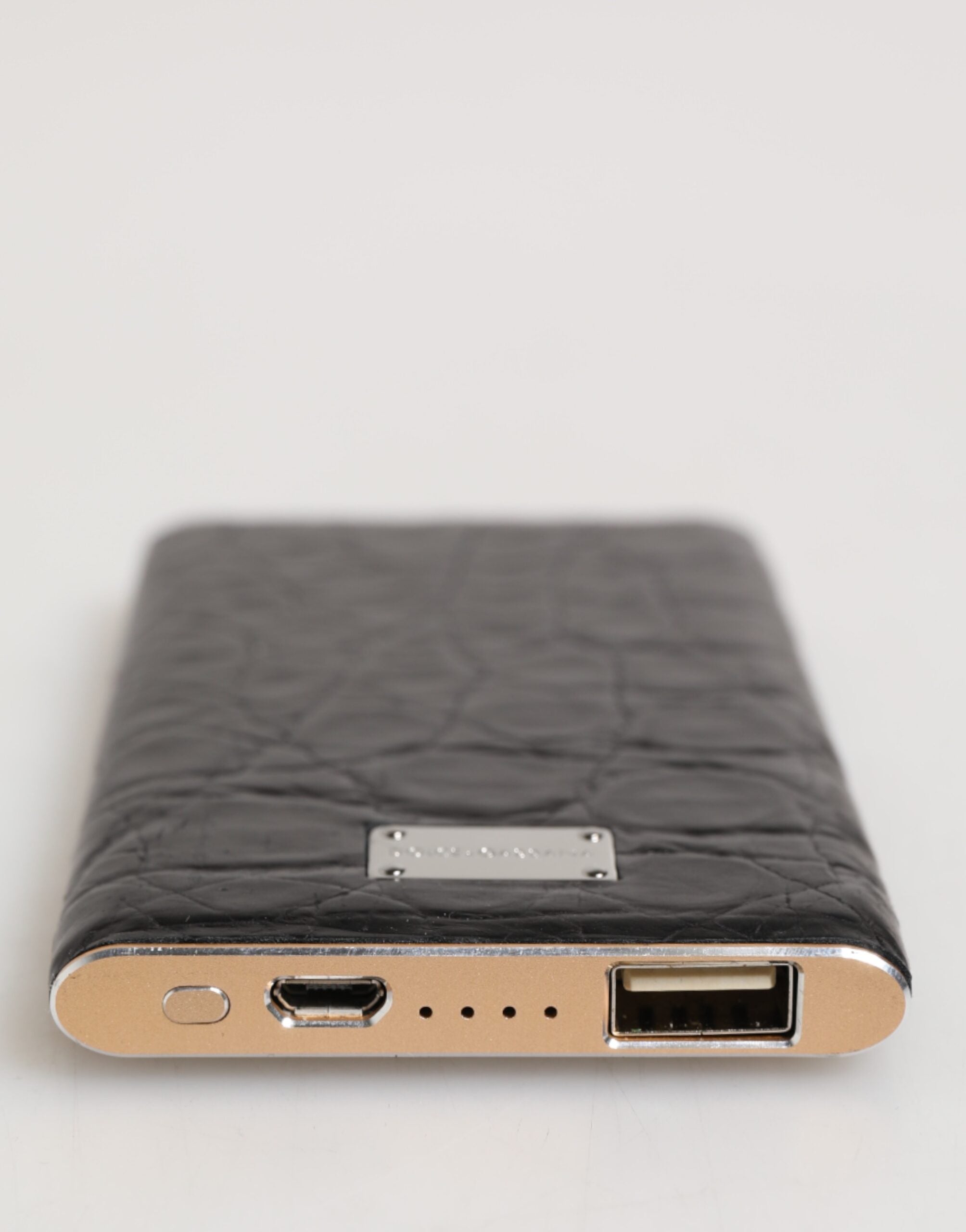 Dolce & Gabbana Schwarzes Leder Exotische Haut 3000mAh Power Bank Ladegerät USB