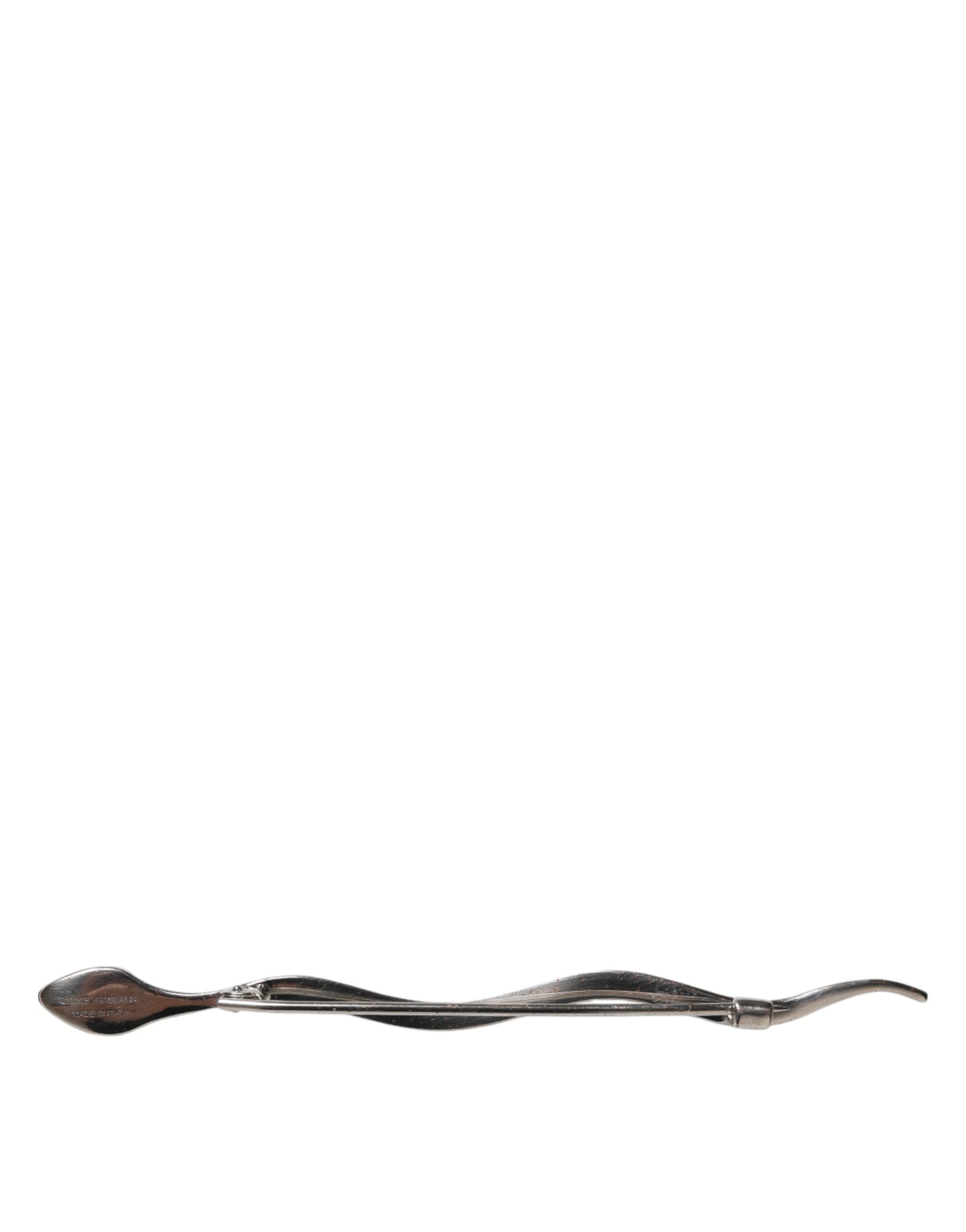 Dolce & Gabbana Silber Messing Kristall Spilla Serpente Herren Brosche Pin