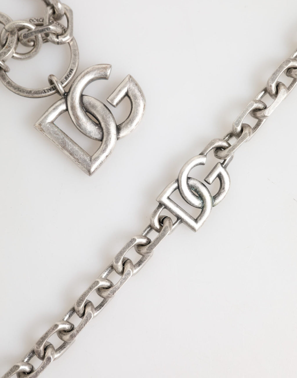 Dolce & Gabbana Silber-Ton Messing DG Logo Detailing Kette Männer Halskette