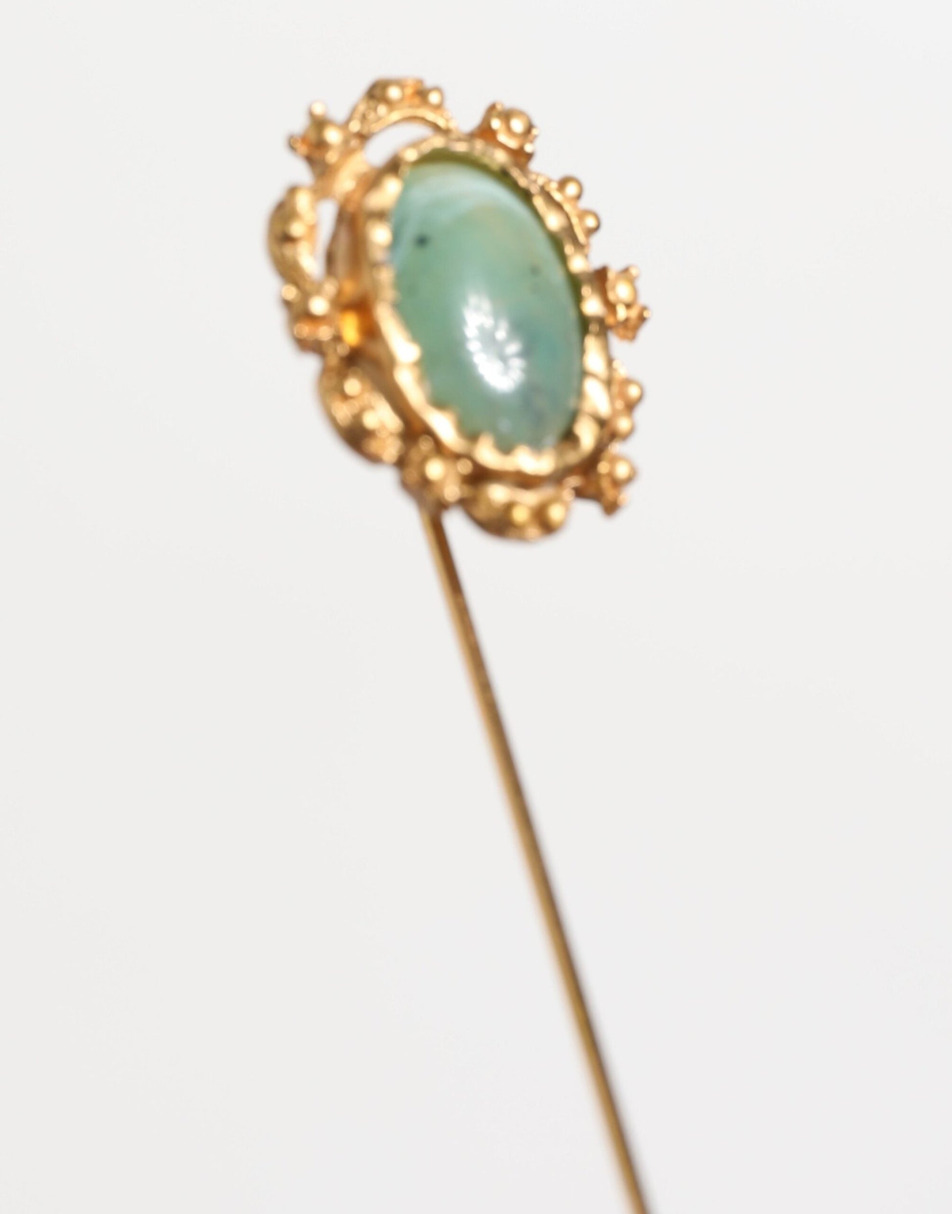 Dolce & Gabbana Gold-Ton Grüner Stein Antik Männer Zubehör Brosche Pin