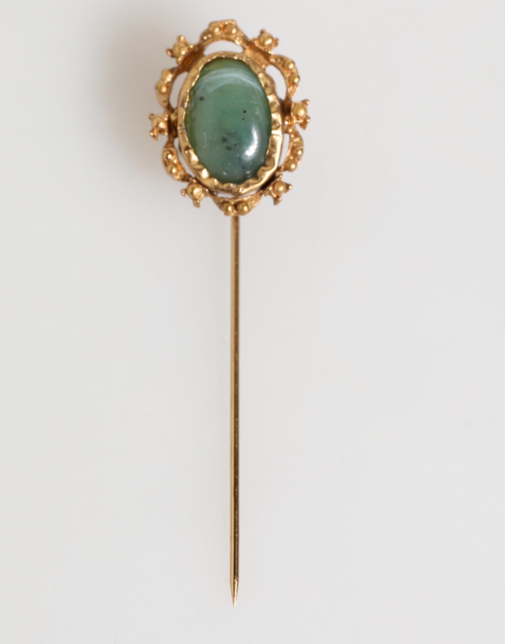 Dolce & Gabbana Gold-Ton Grüner Stein Antik Männer Zubehör Brosche Pin