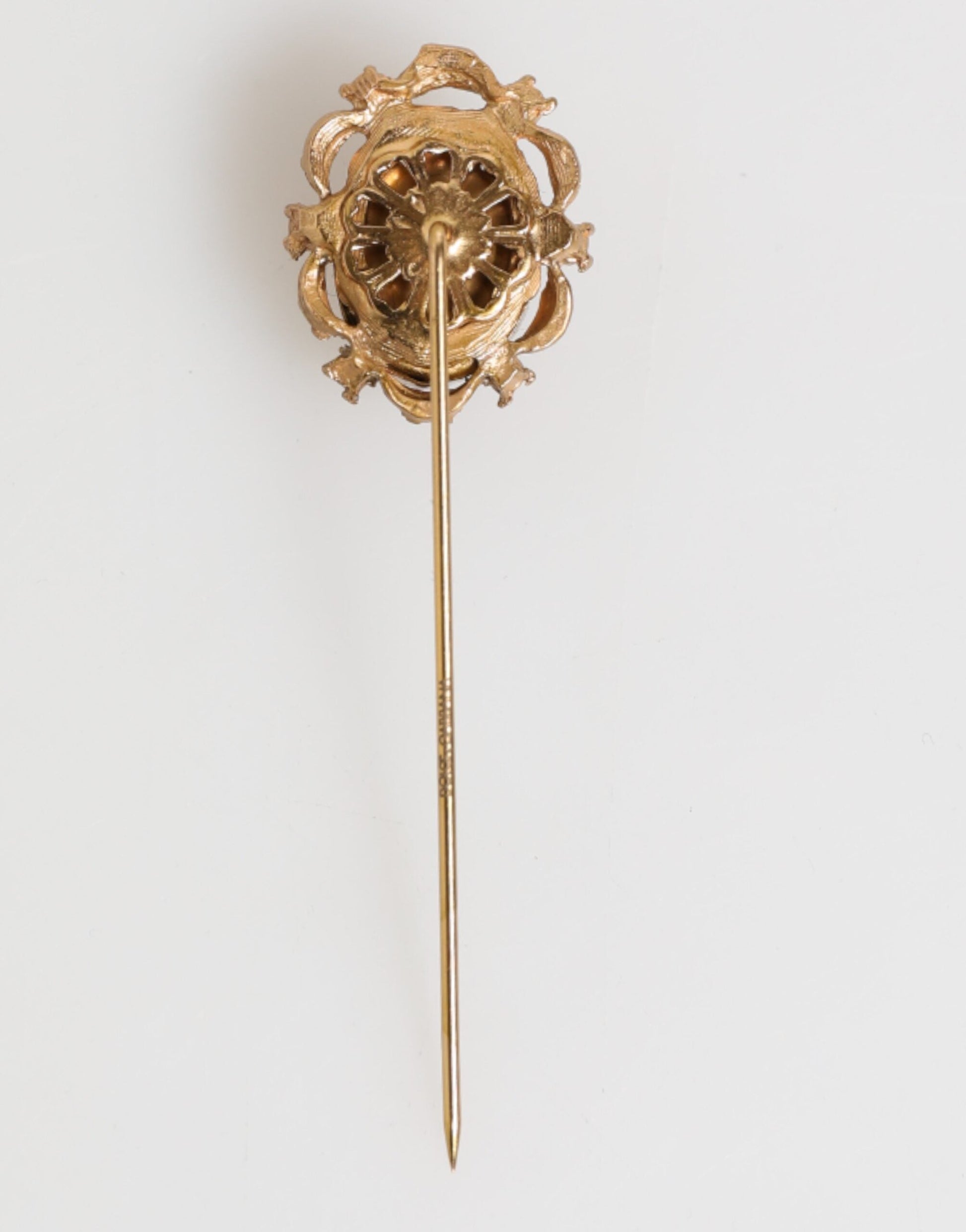 Dolce & Gabbana Gold-Ton Grüner Stein Antik Männer Zubehör Brosche Pin