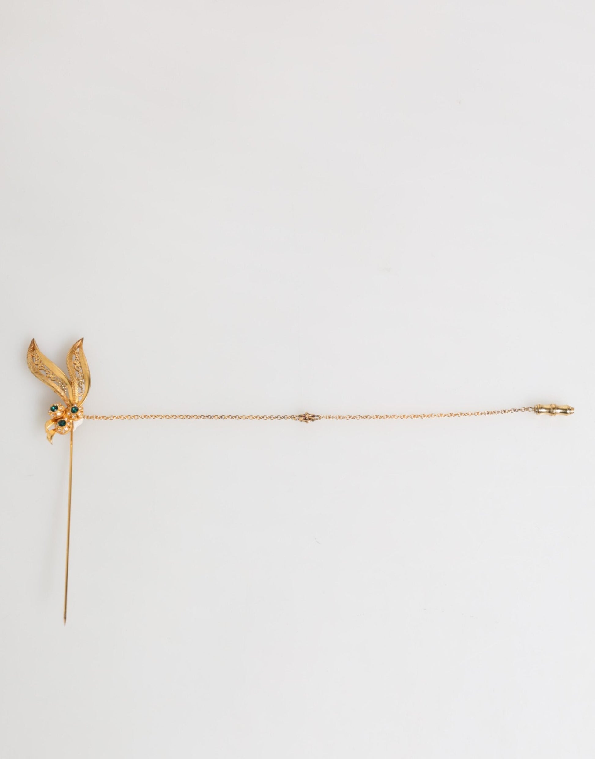 Dolce & Gabbana Gold Ton 925 Sterling Silber Kristall Kette Pin Brosche