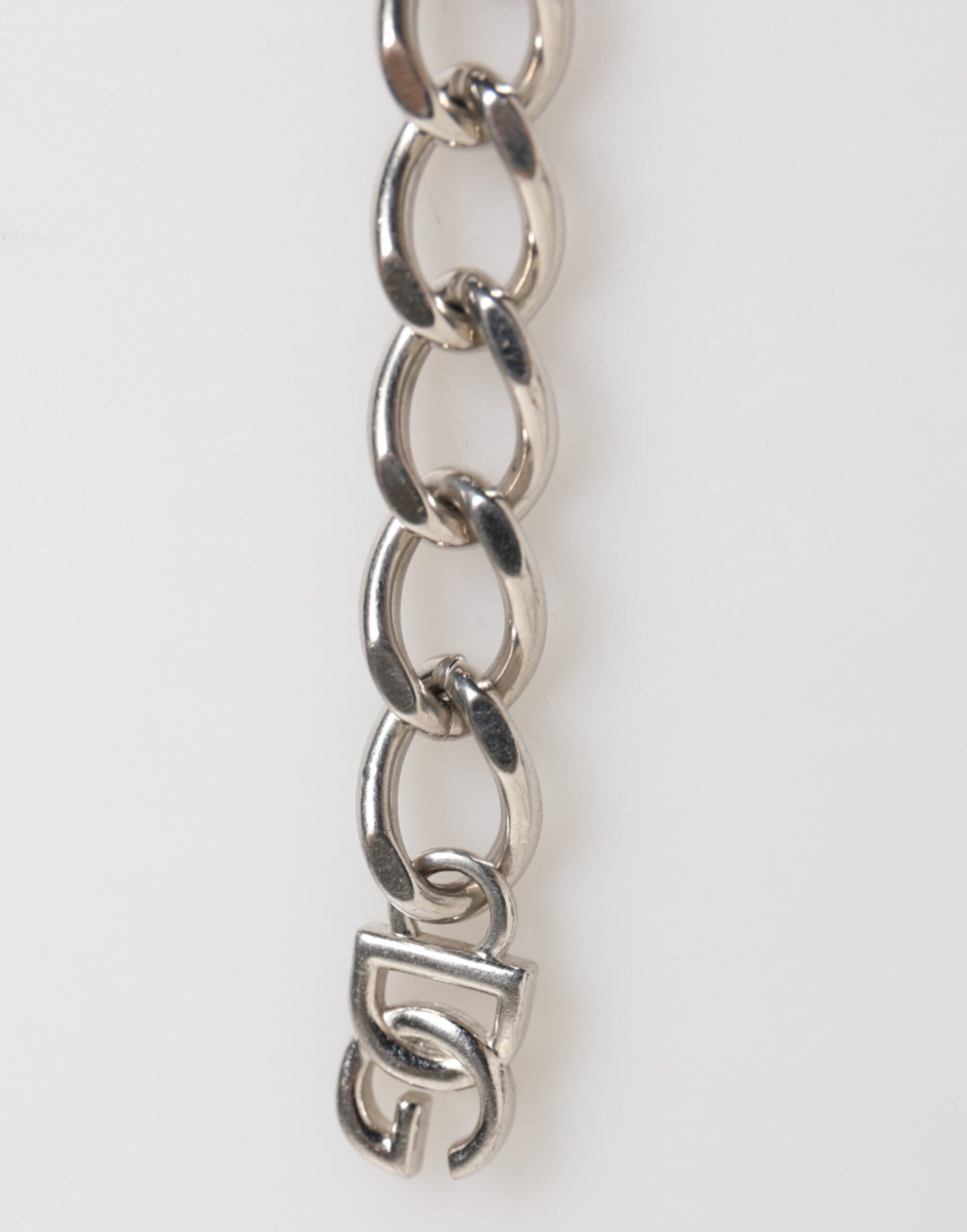 Dolce & Gabbana Silberfarbene Messingkette Karabinerverschluss DG Logo-Armband
