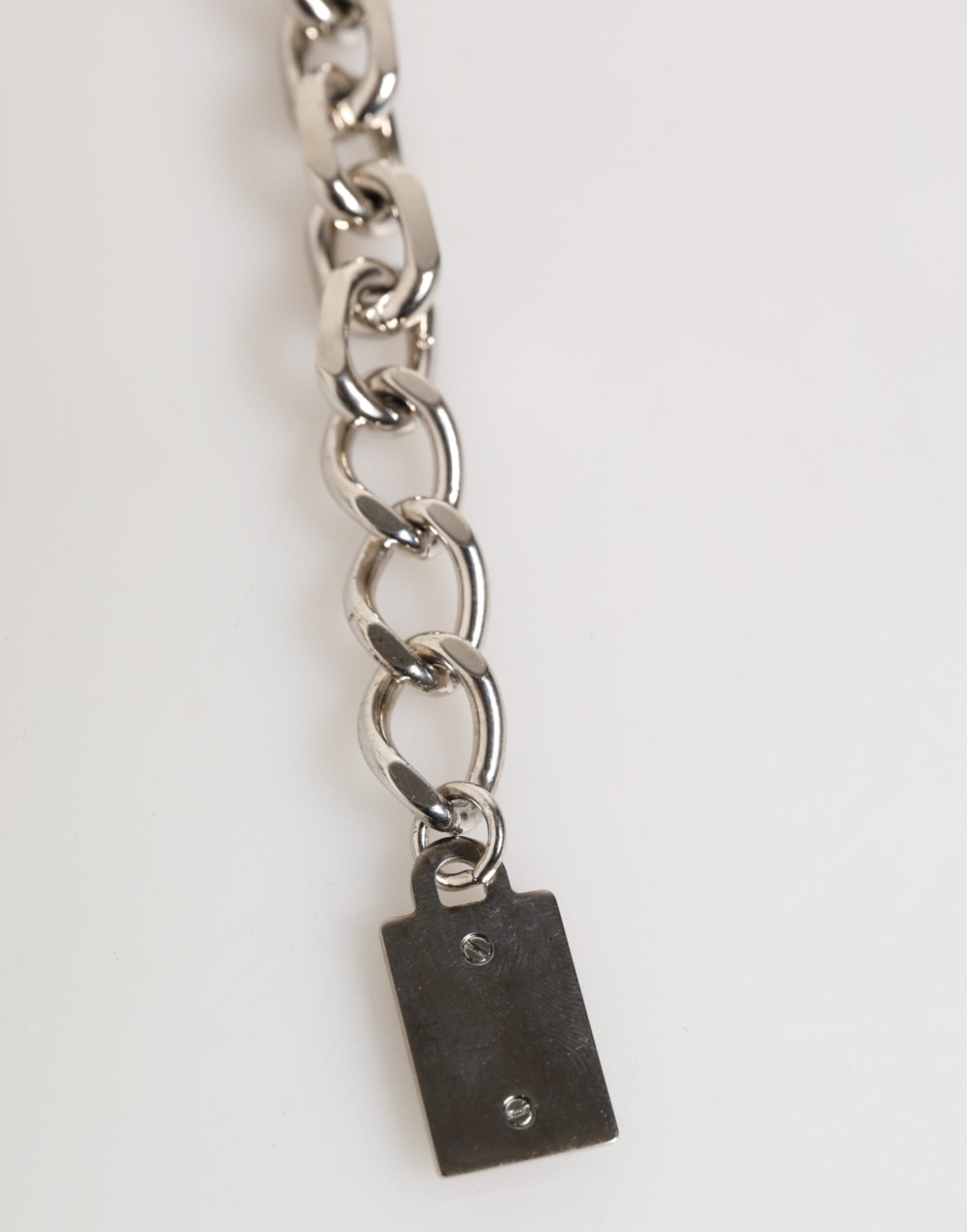 Dolce & Gabbana Silber Kette Messing Perlen Karabinerverschluss Logo Männer Armband