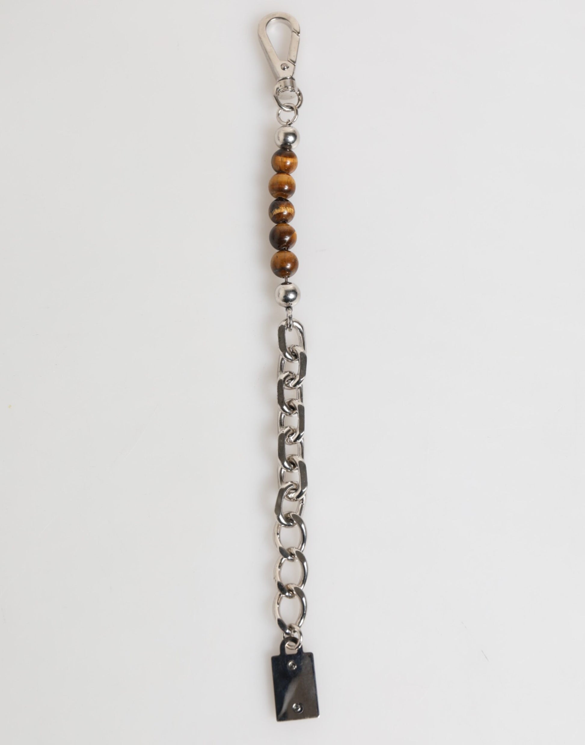 Dolce & Gabbana Silber Kette Messing Perlen Karabinerverschluss Logo Männer Armband