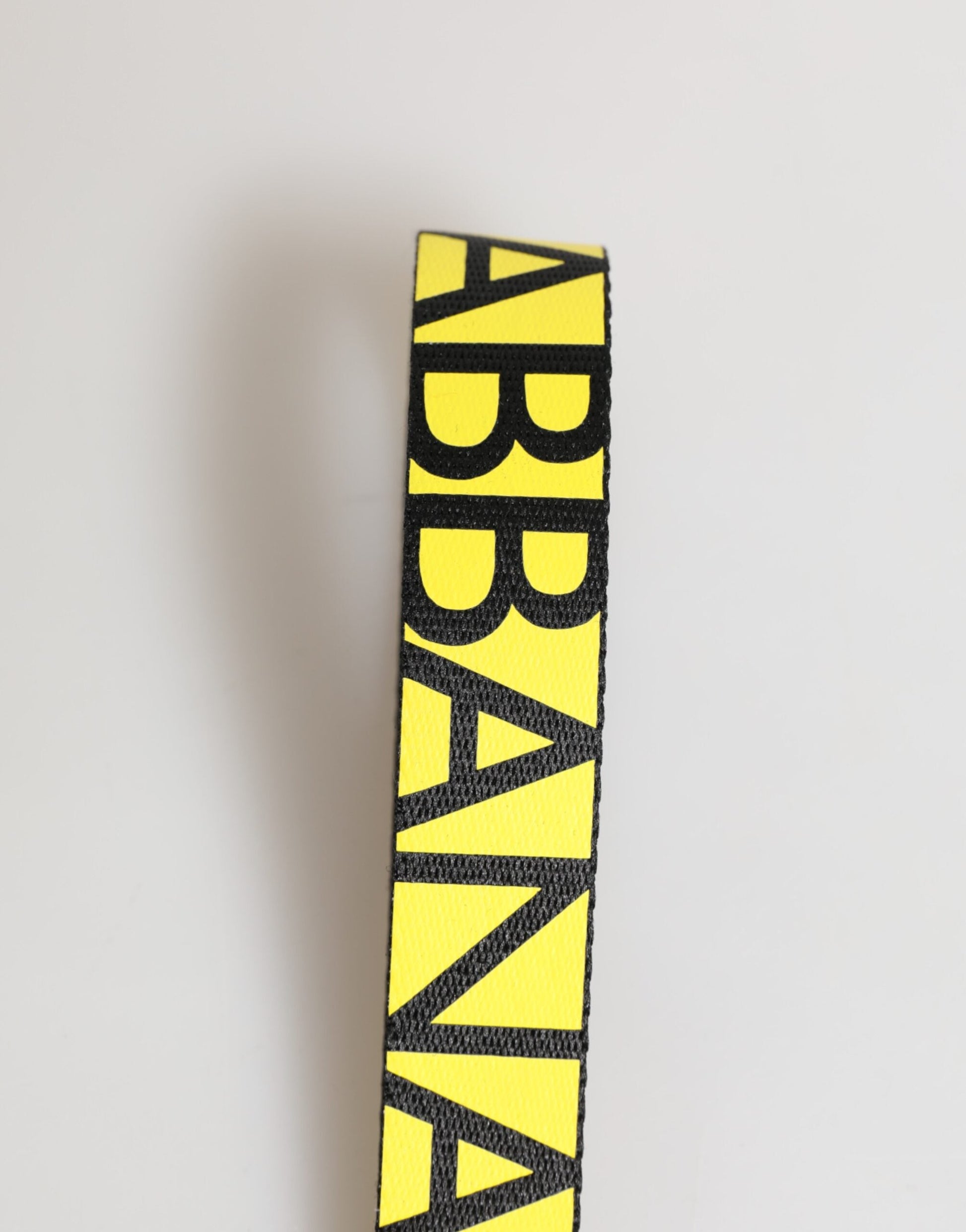 Dolce & Gabbana Gelbes Logo Nylon Silber Messing Halter Schlüsselanhänger Schlüsselring