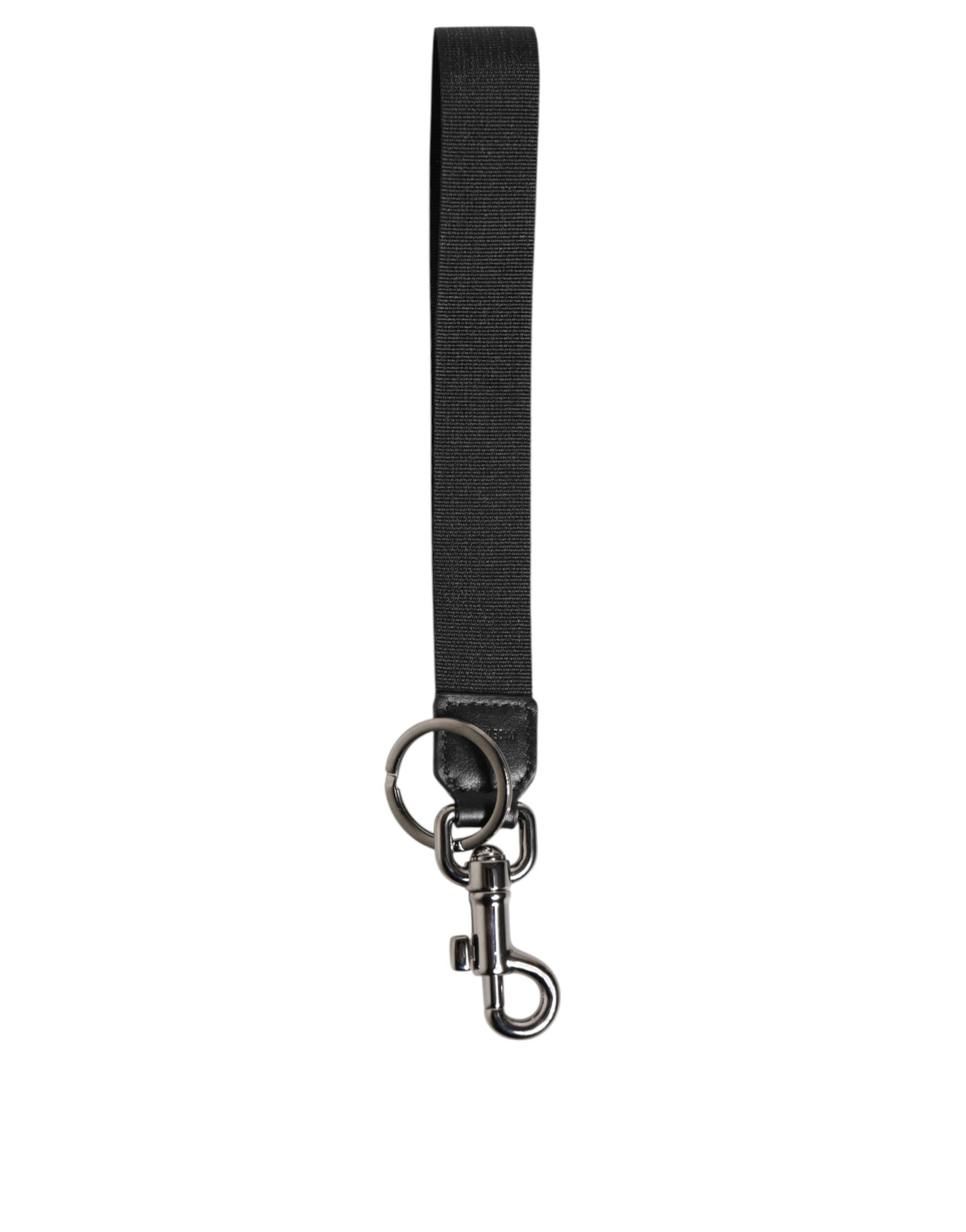 Dolce & Gabbana Schwarz Rot DG Logo Polyester Silber Männer Schlüsselbund Schlüsselanhänger