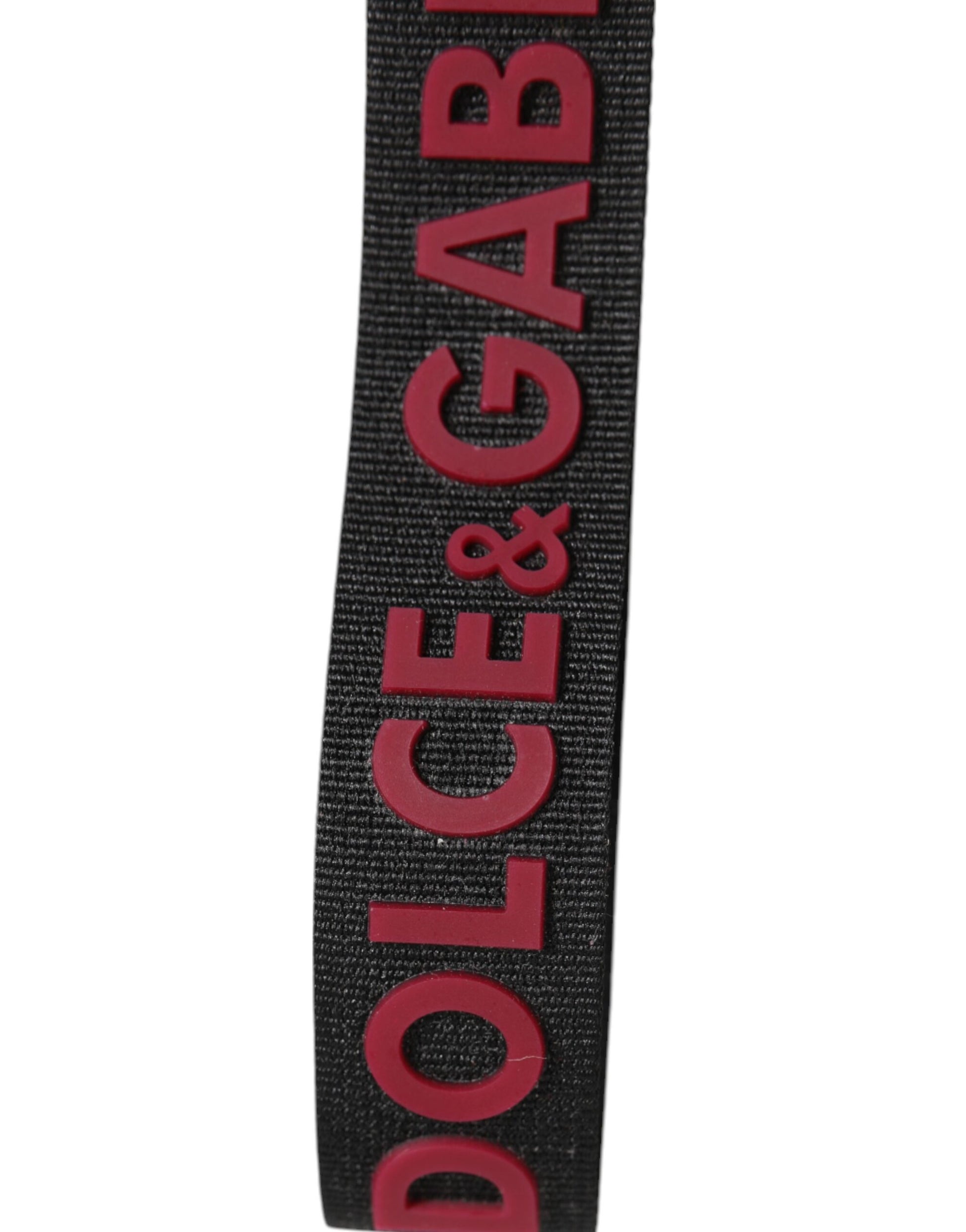 Dolce & Gabbana Schwarz Rot DG Logo Polyester Silber Männer Schlüsselbund Schlüsselanhänger