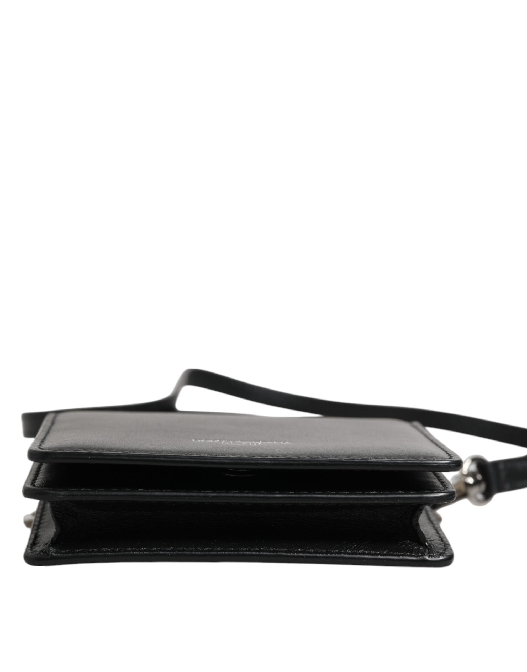 Dolce & Gabbana Schwarz Leder Bifold Kartenhalter Crossbody Herren Borse Tasche