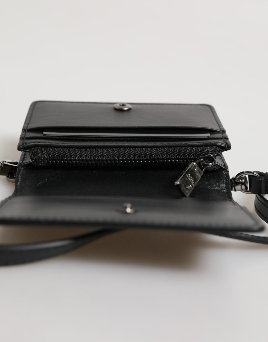 Dolce & Gabbana Schwarz Leder Bifold Kartenhalter Crossbody Herren Borse Tasche