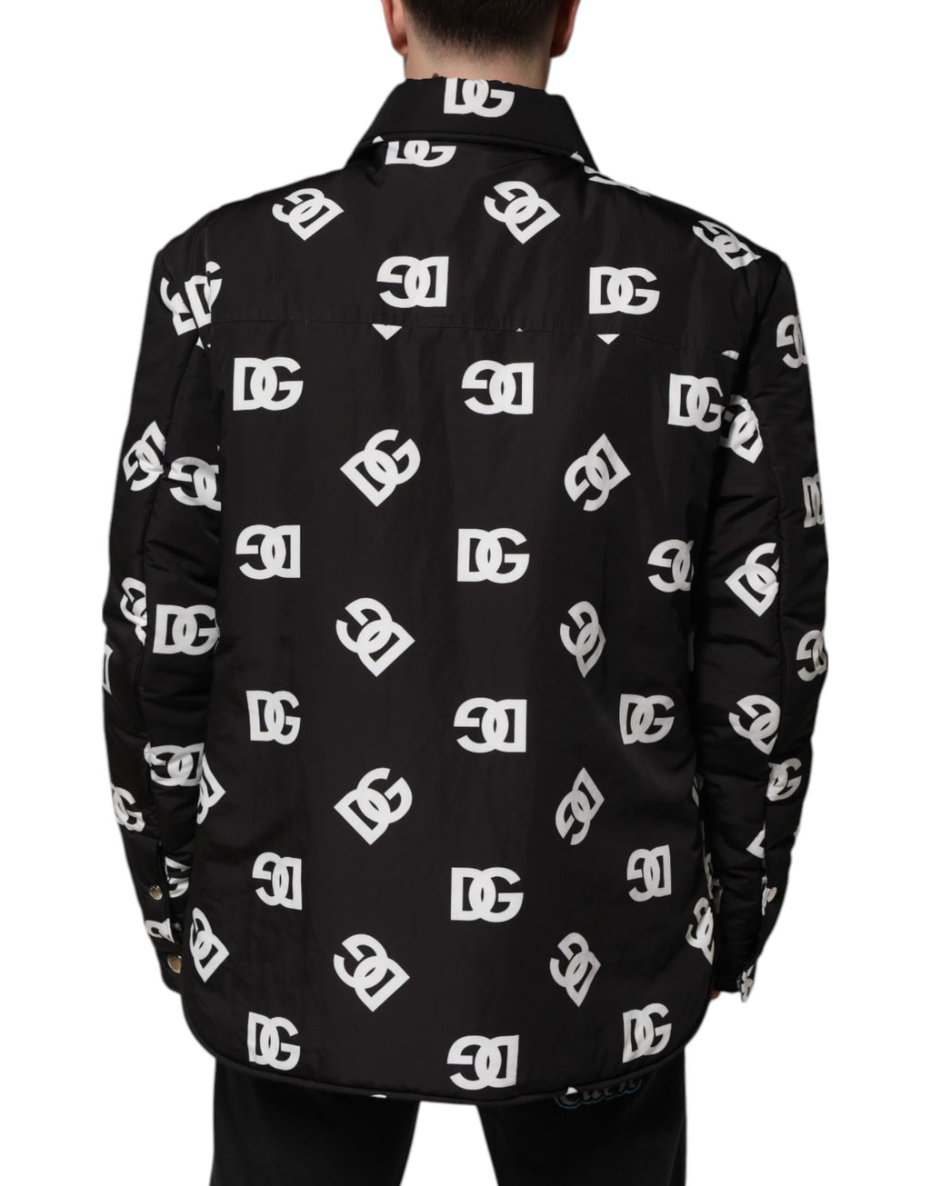 Dolce & Gabbana Schwarze DG Monogram Nylon Windbreaker Jacke