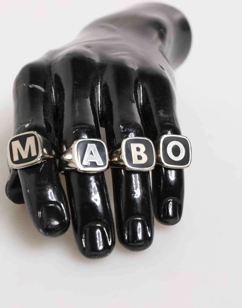 Dolce & Gabbana Silber-Ton Messing Schriftzug Set 5 Stück verstellbaren Ring
