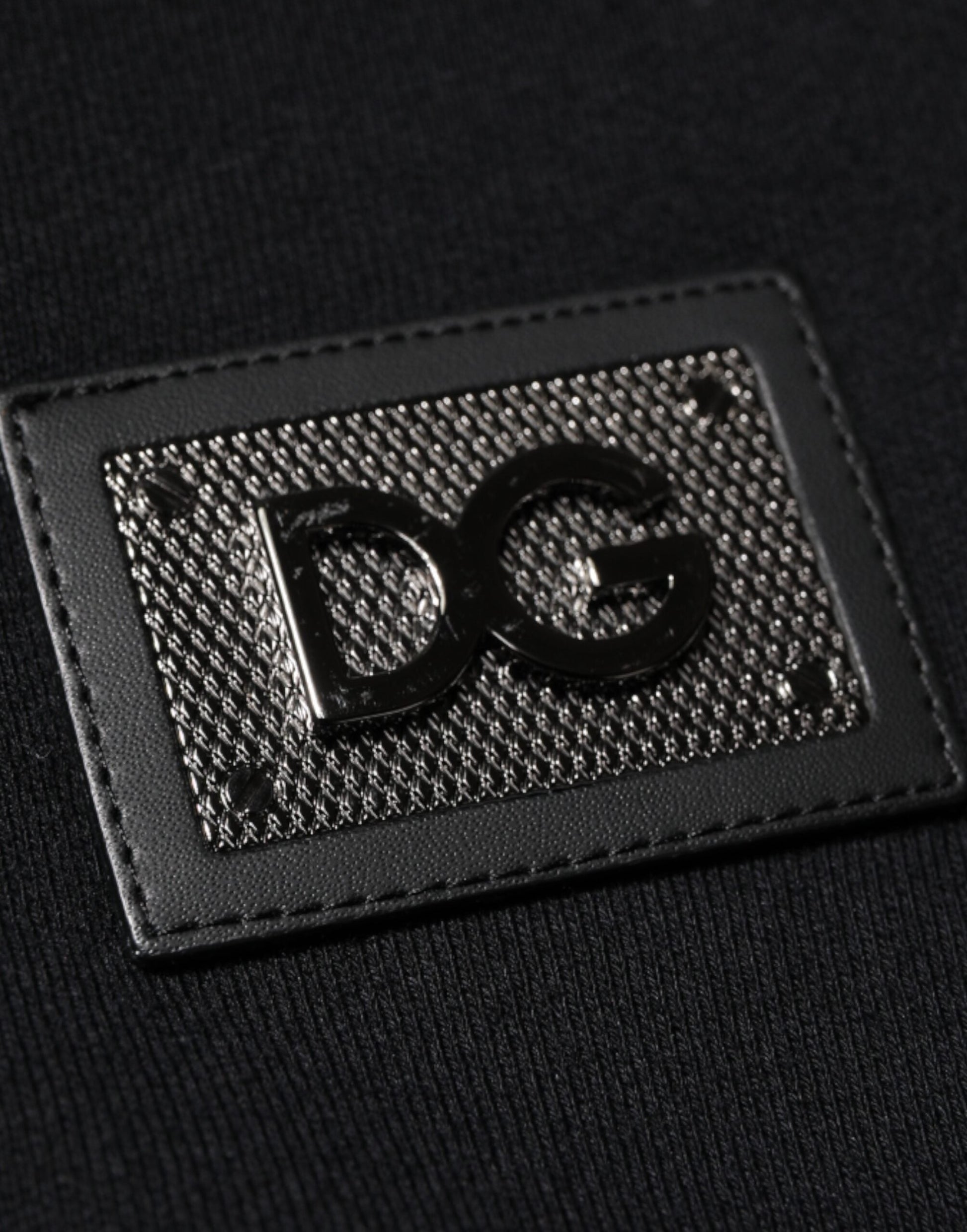 Dolce & Gabbana Schwarze Baumwollplakette Track Cardigan Pullover