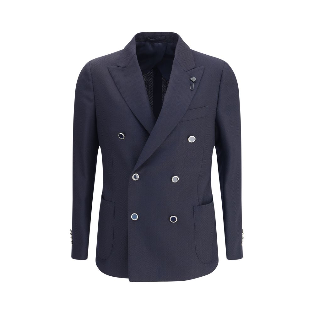 Lardini Blauer Fleece-Wollblazer