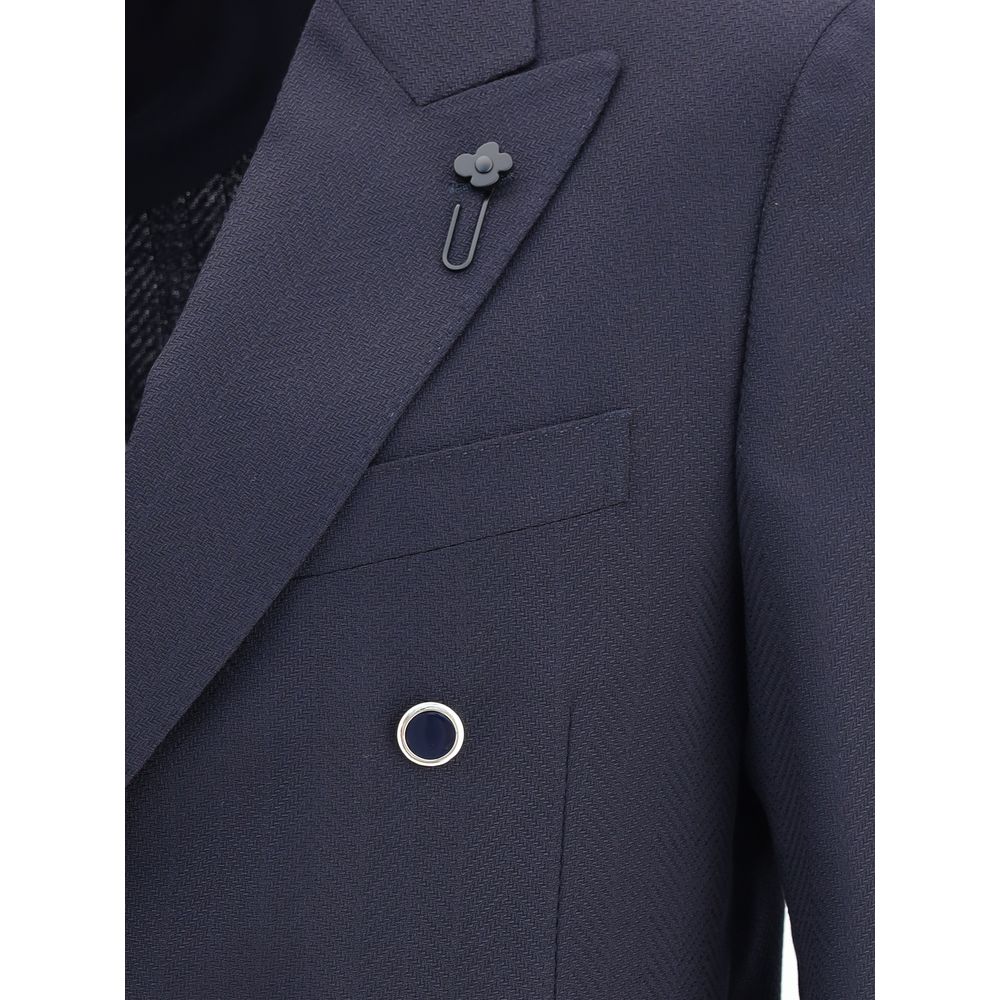 Lardini Blauer Fleece-Wollblazer
