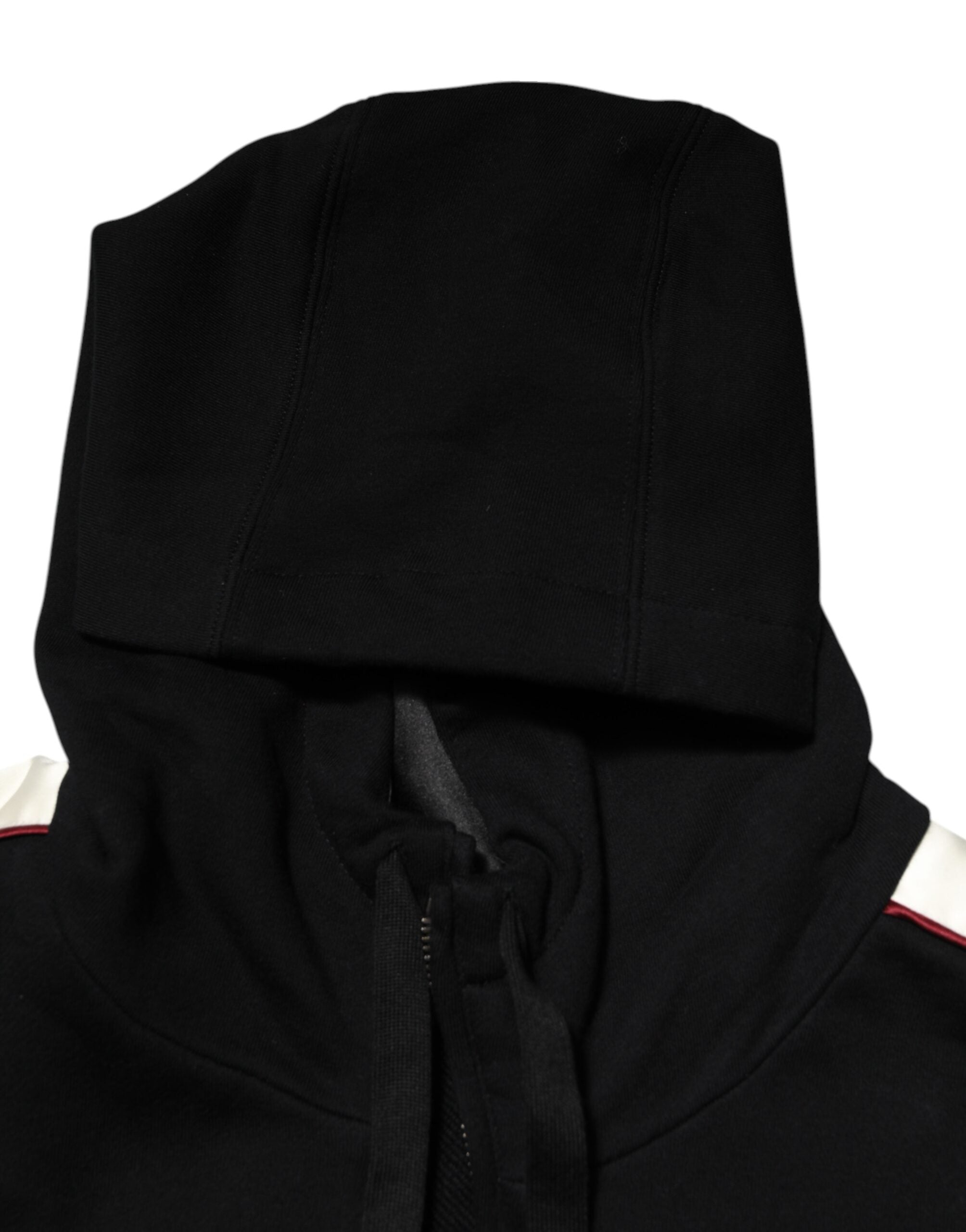 Dolce & Gabbana Schwarze Baumwollplakette Track Cardigan Pullover