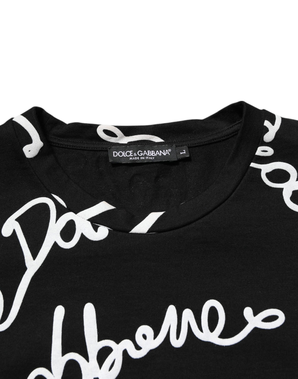 Dolce & Gabbana Schwarzes T-Shirt mit Rundhalsausschnitt und Logodruck aus Baumwolle