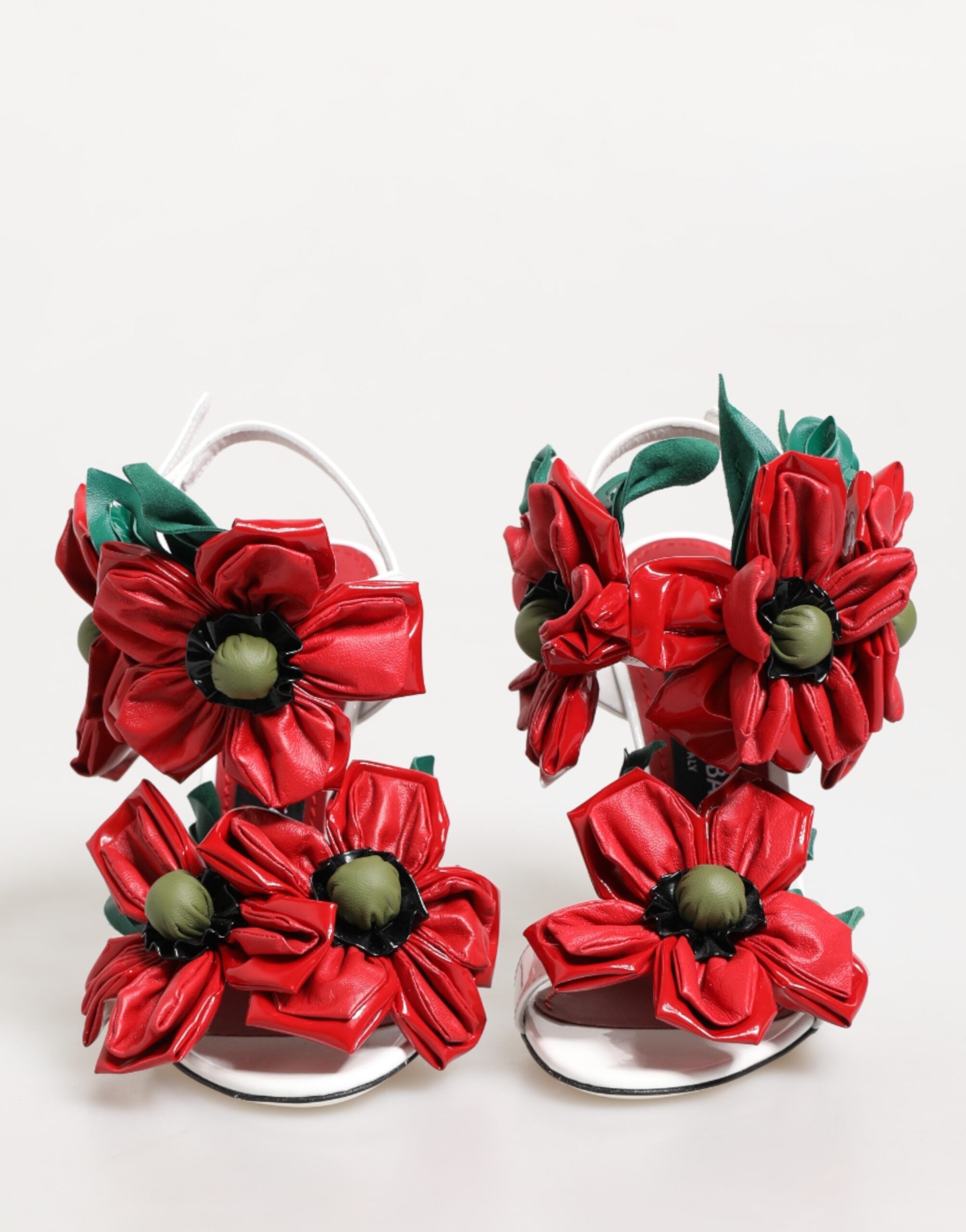 Dolce & Gabbana Weiß Rot Floral Detailing Sandalen Schuhe