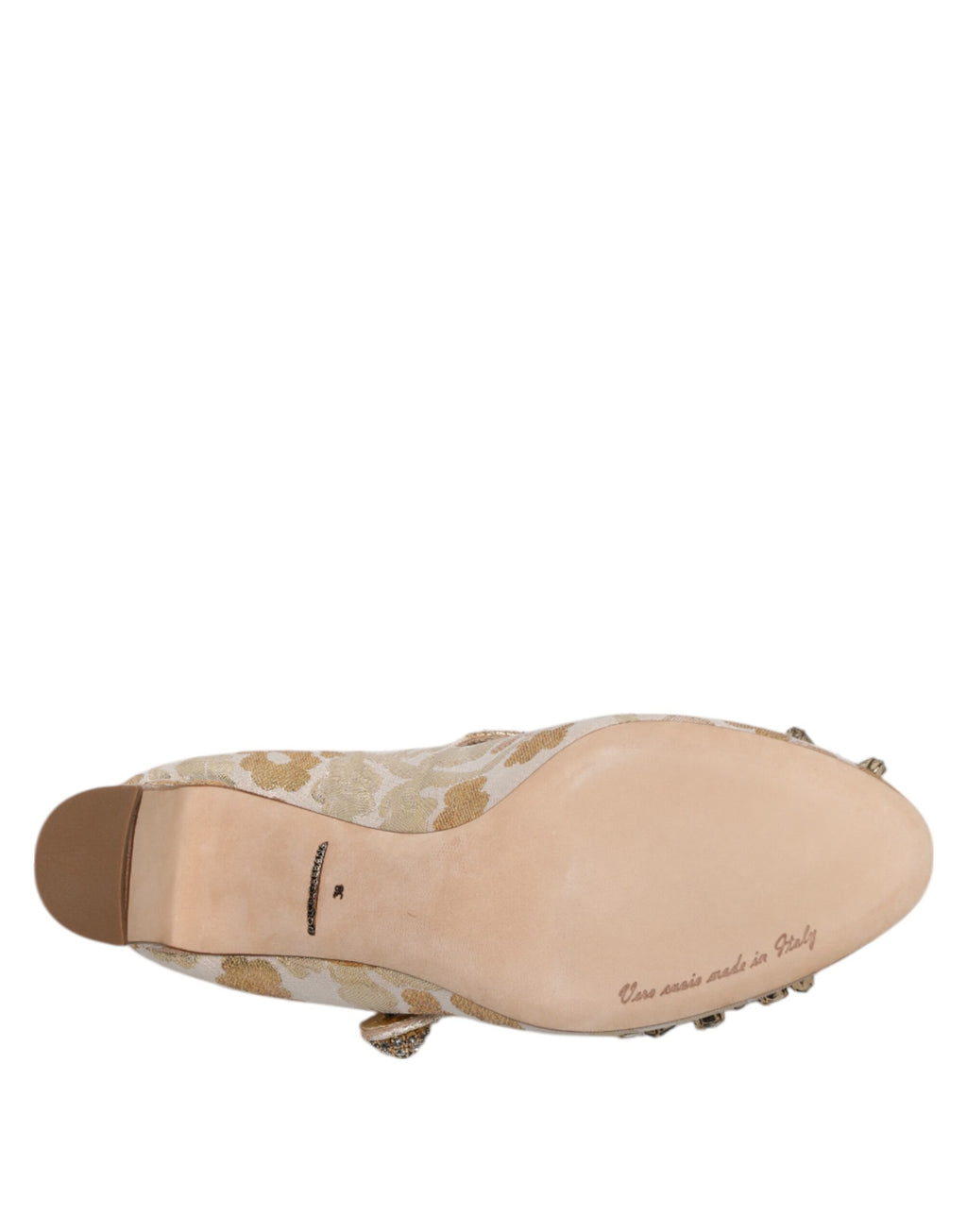 Dolce & Gabbana Gold Jacquard Kristall Mary Janes Pumps Schuhe