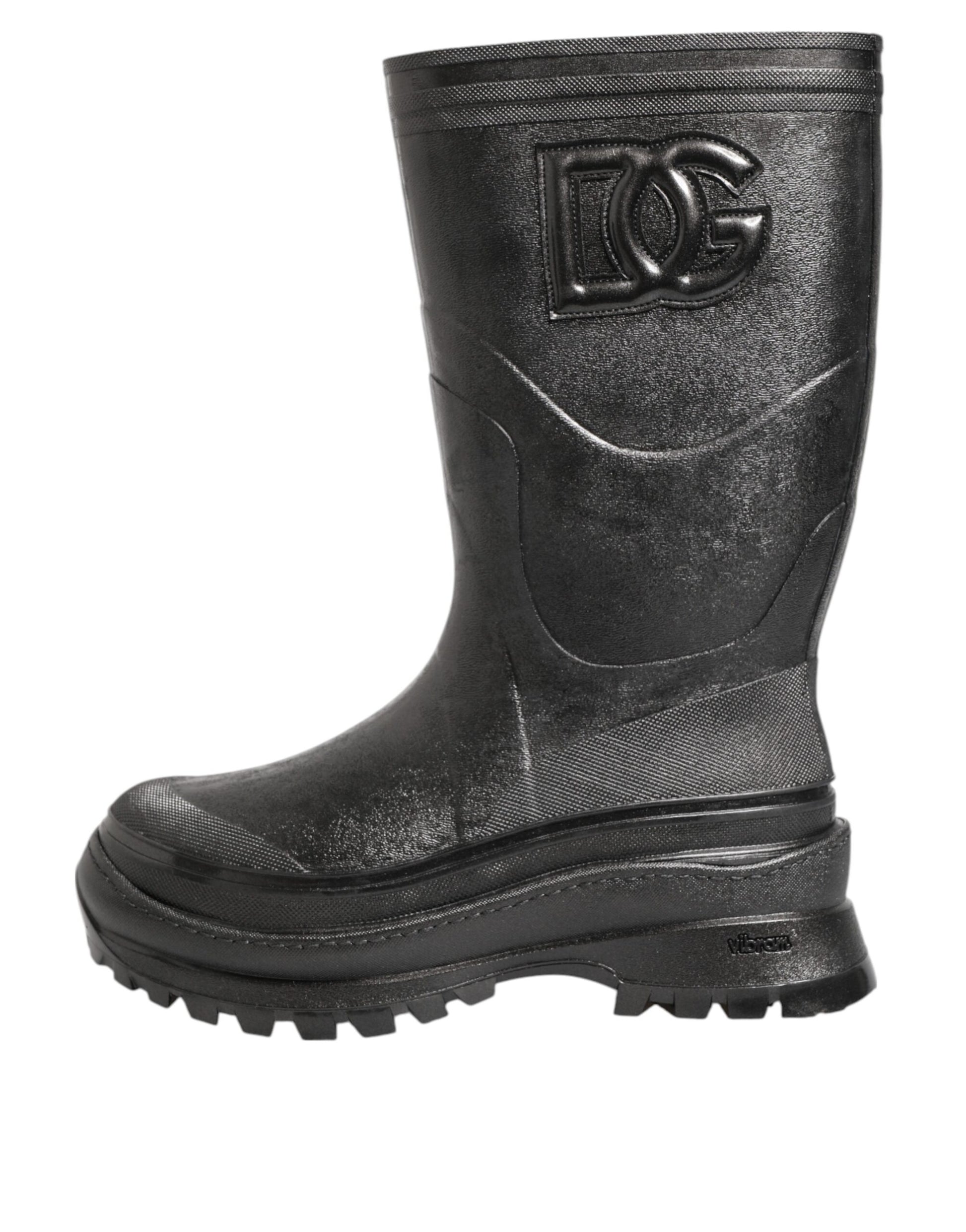 Dolce & Gabbana Metallic Schwarz Pull On Regen Stiefel Männer Schuhe