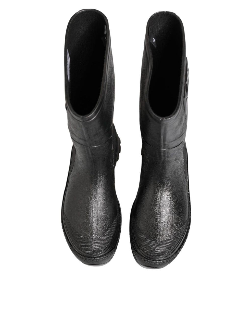 Dolce & Gabbana Metallic Schwarz Pull On Regen Stiefel Männer Schuhe