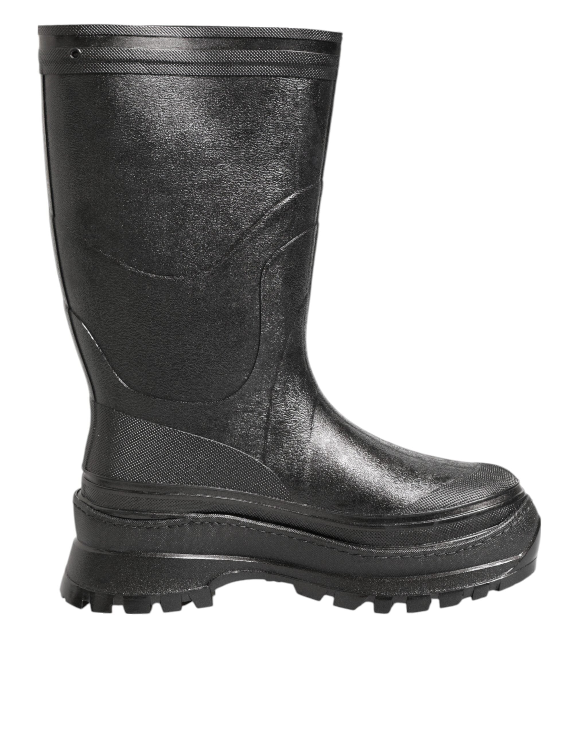 Dolce & Gabbana Metallic Schwarz Pull On Regen Stiefel Männer Schuhe