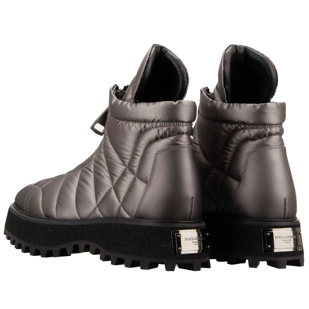 Dolce & Gabbana Grauer Nylon-Stiefel