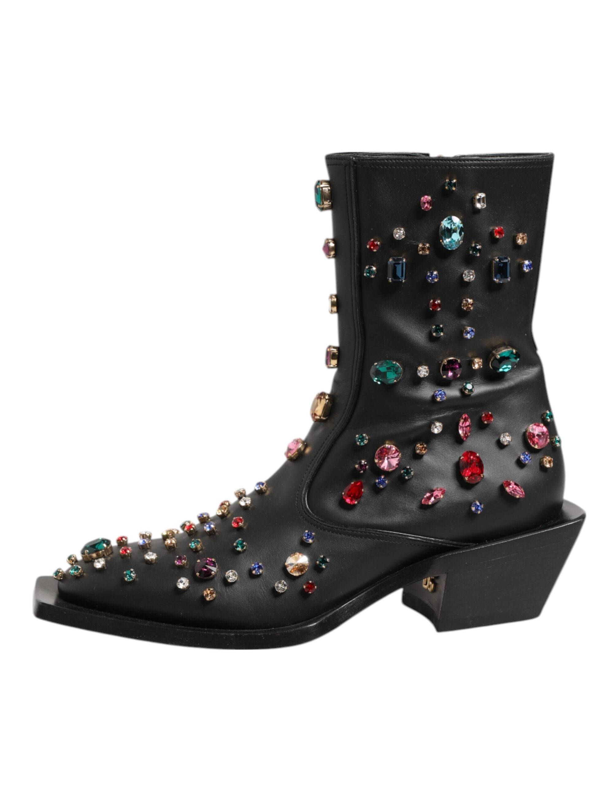 Dolce & Gabbana Schwarz Crystal Cowboy Leder Männer Stiefel Schuhe