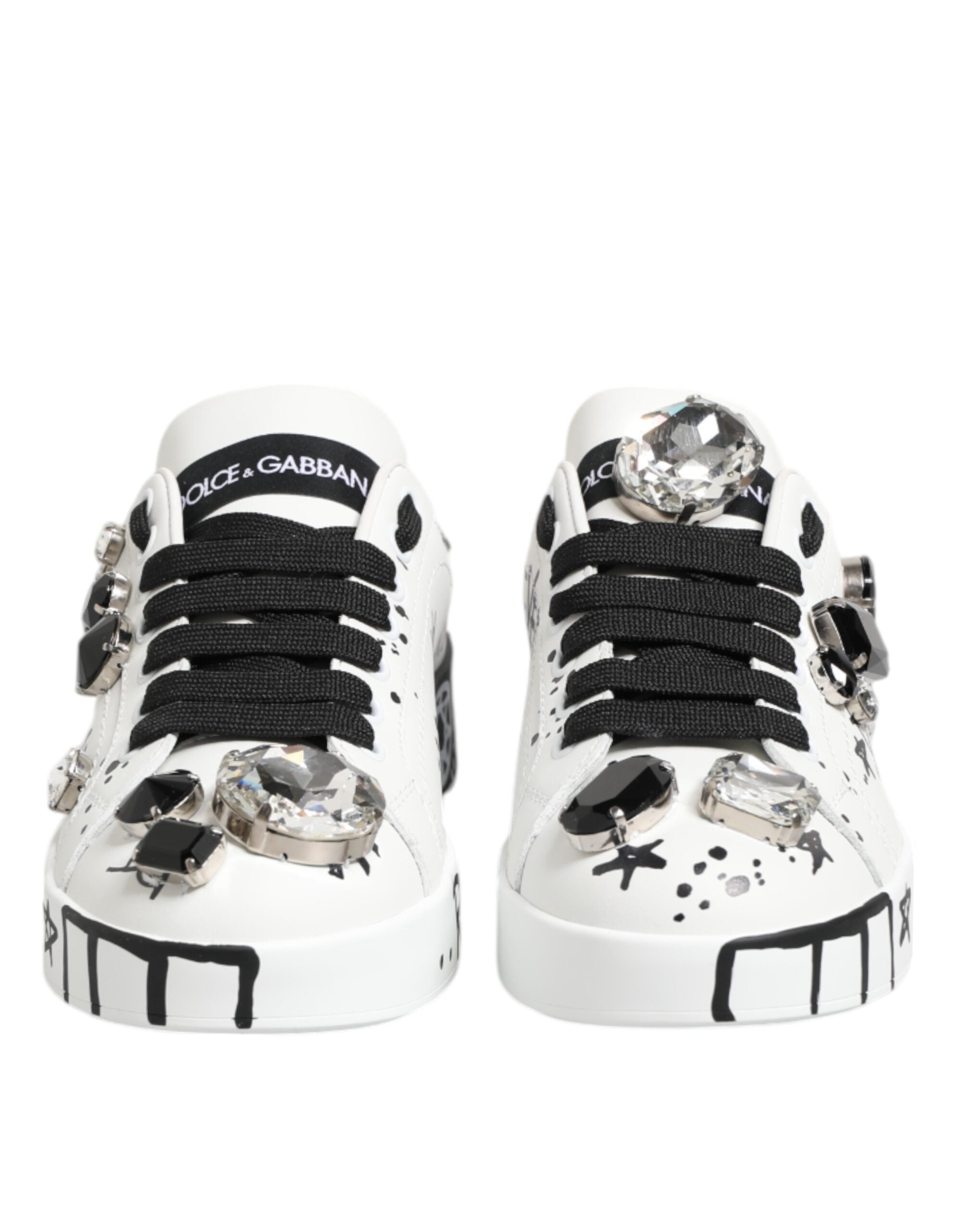 Dolce & Gabbana Weiß Portofino Kristall Turnschuhe Schuhe
