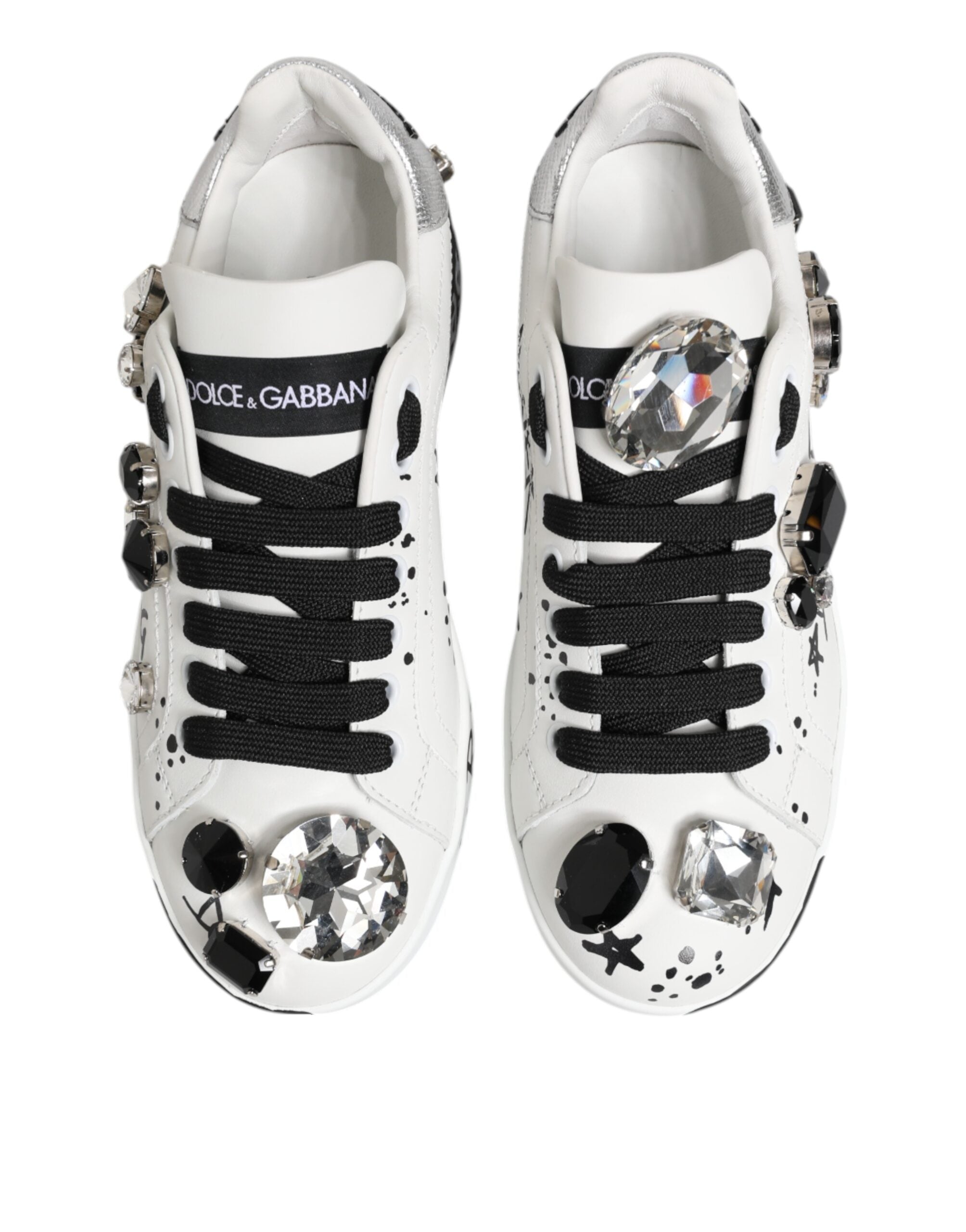 Dolce & Gabbana Weiß Portofino Kristall Turnschuhe Schuhe