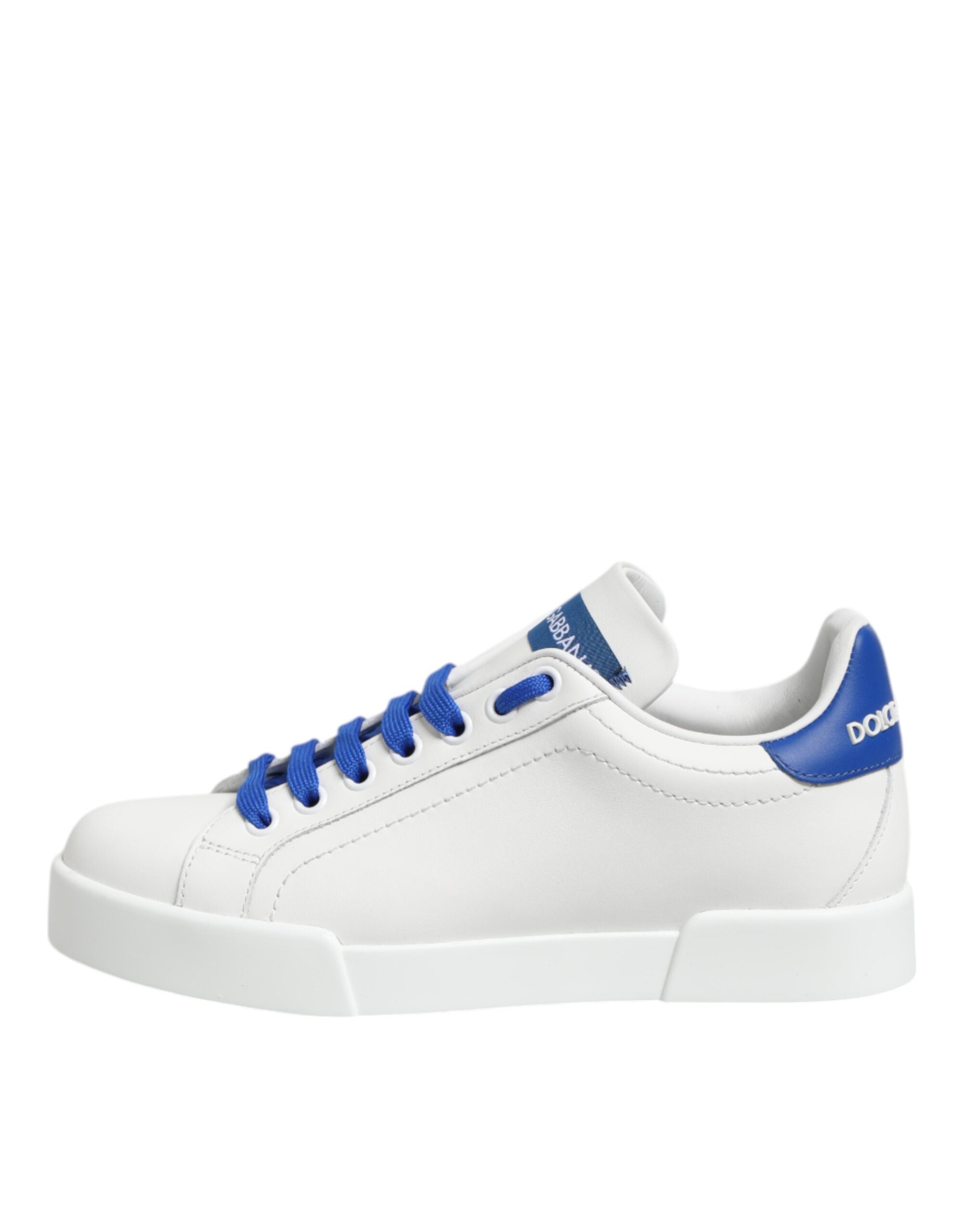 Dolce & Gabbana Weiß Blau Leder Low Top Turnschuhe Schuhe