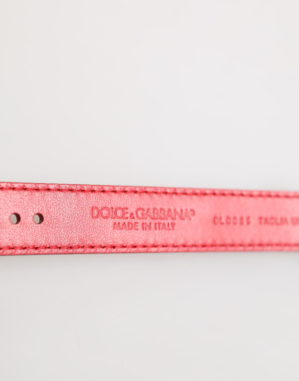 Dolce & Gabbana Rotes exotisches Leder Goldton Metallschnalle Frauen Armband