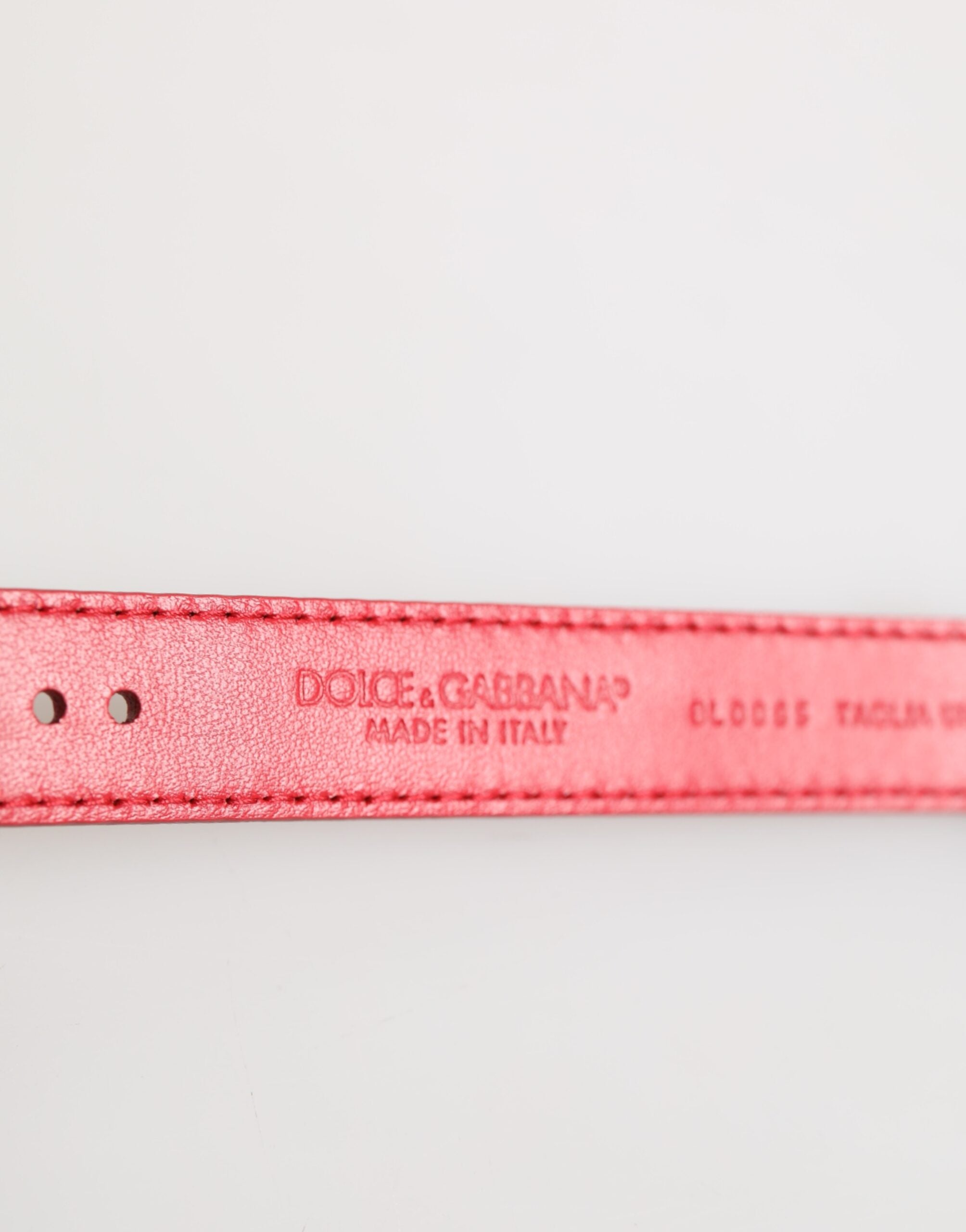 Dolce & Gabbana Rotes exotisches Leder Goldton Metallschnalle Frauen Armband