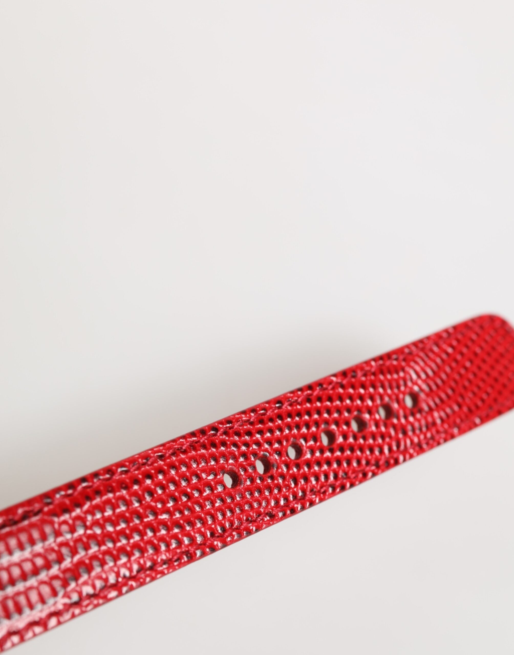 Dolce & Gabbana Rotes exotisches Leder Goldton Metallschnalle Frauen Armband