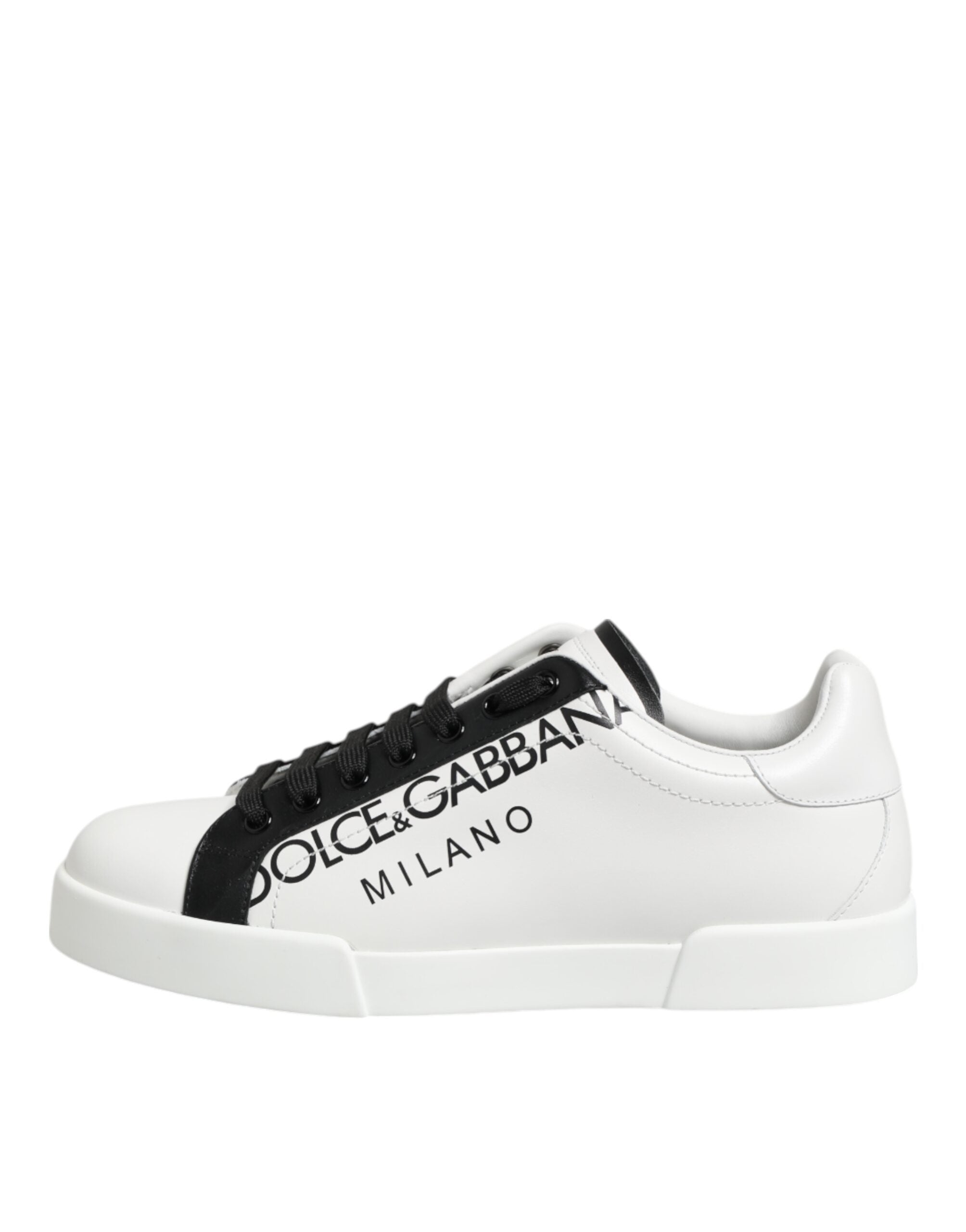 Dolce & Gabbana Schwarz Weiß Leder Portofino Sneaker Schuhe