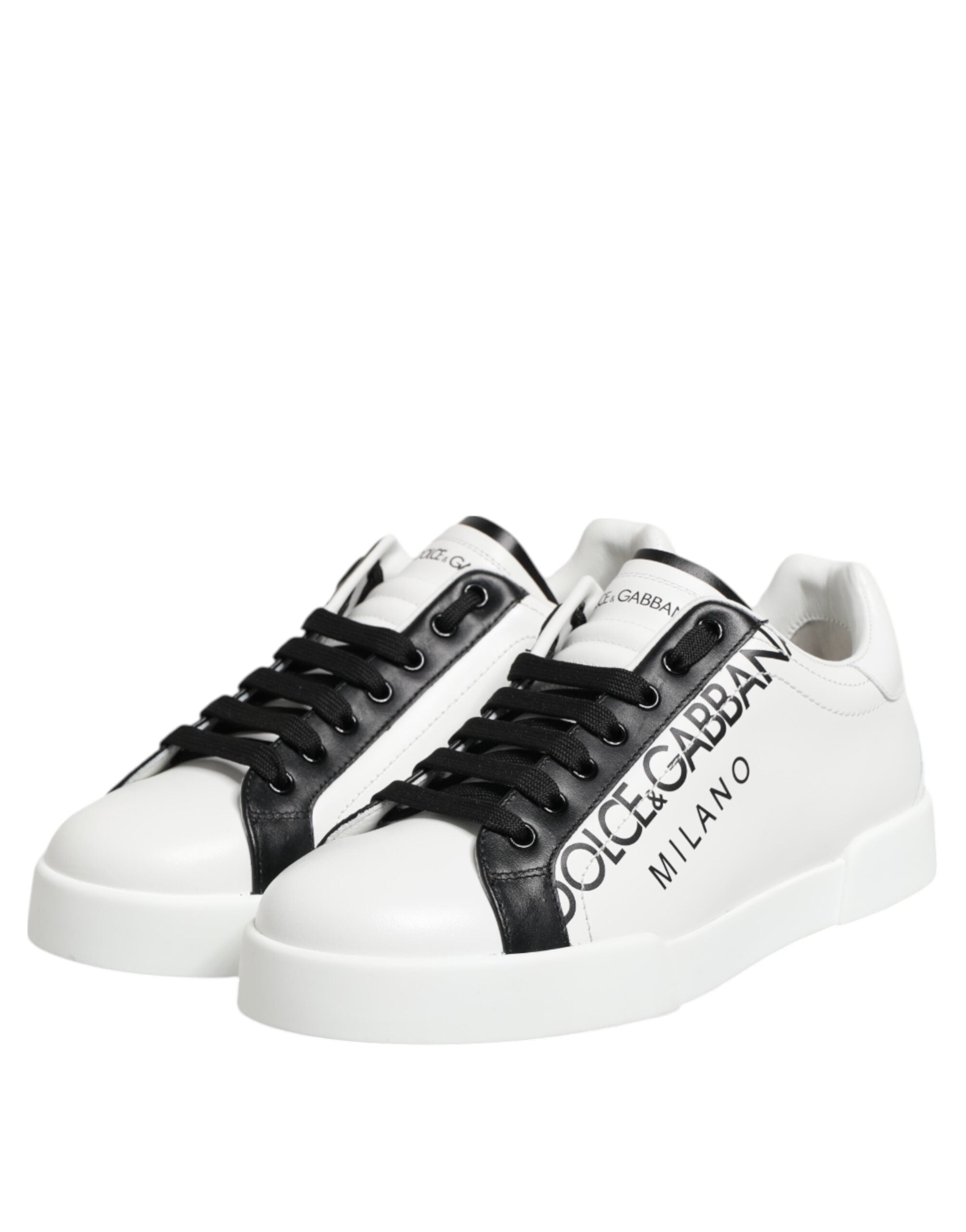 Dolce & Gabbana Schwarz Weiß Leder Portofino Sneaker Schuhe