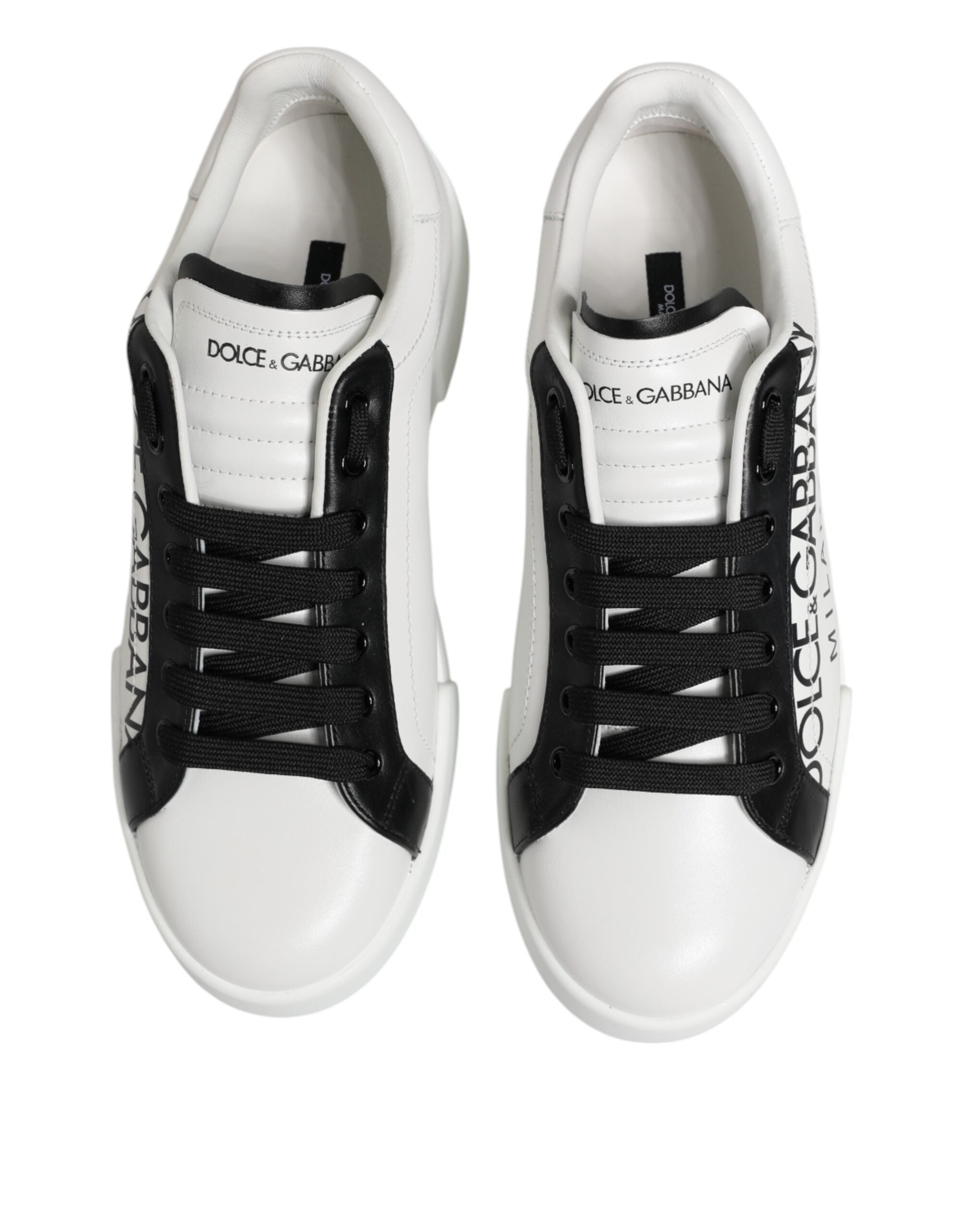 Dolce & Gabbana Schwarz Weiß Leder Portofino Sneaker Schuhe